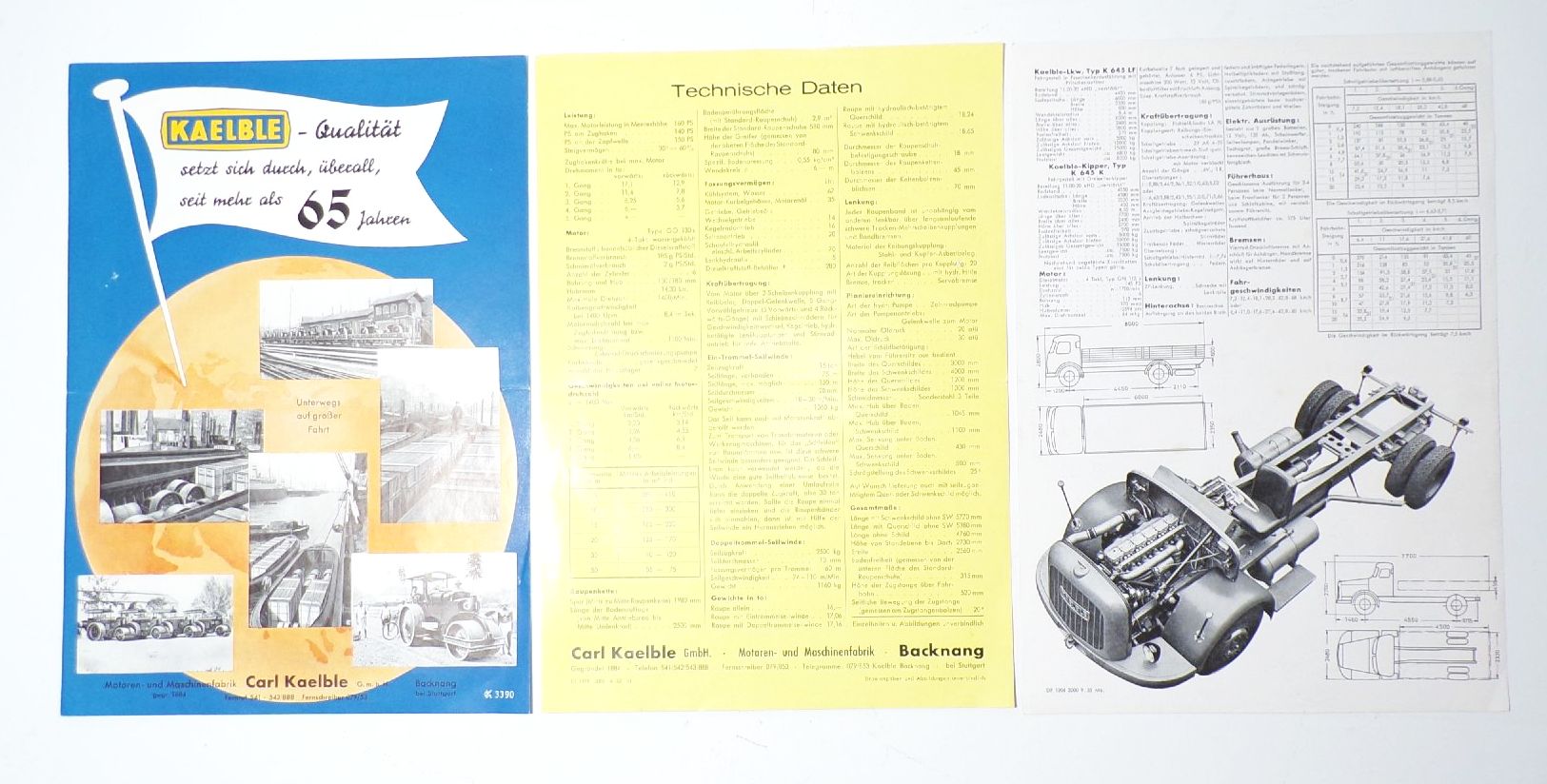3 x Kaelble Backnang Reklame LKW Truck Raupe Straßenwalzen 1960er 