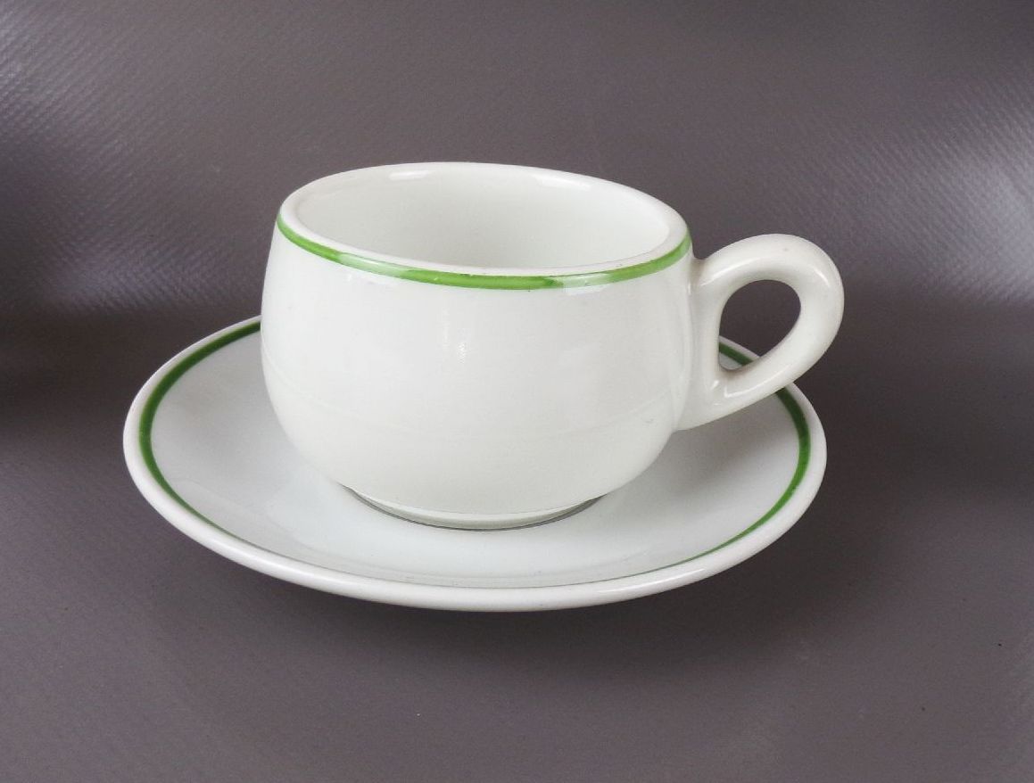 Altes Mitropa Geschirr Tassen Untertassen Kännchen Grün Weiß Mokka Kaffee
