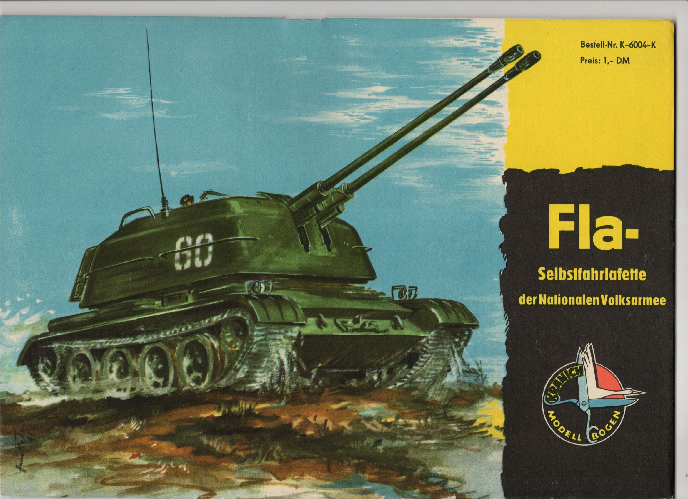 Alter Kranich Modellbogen Fla - Selbstfahrlafette der NVA Militär Panzer