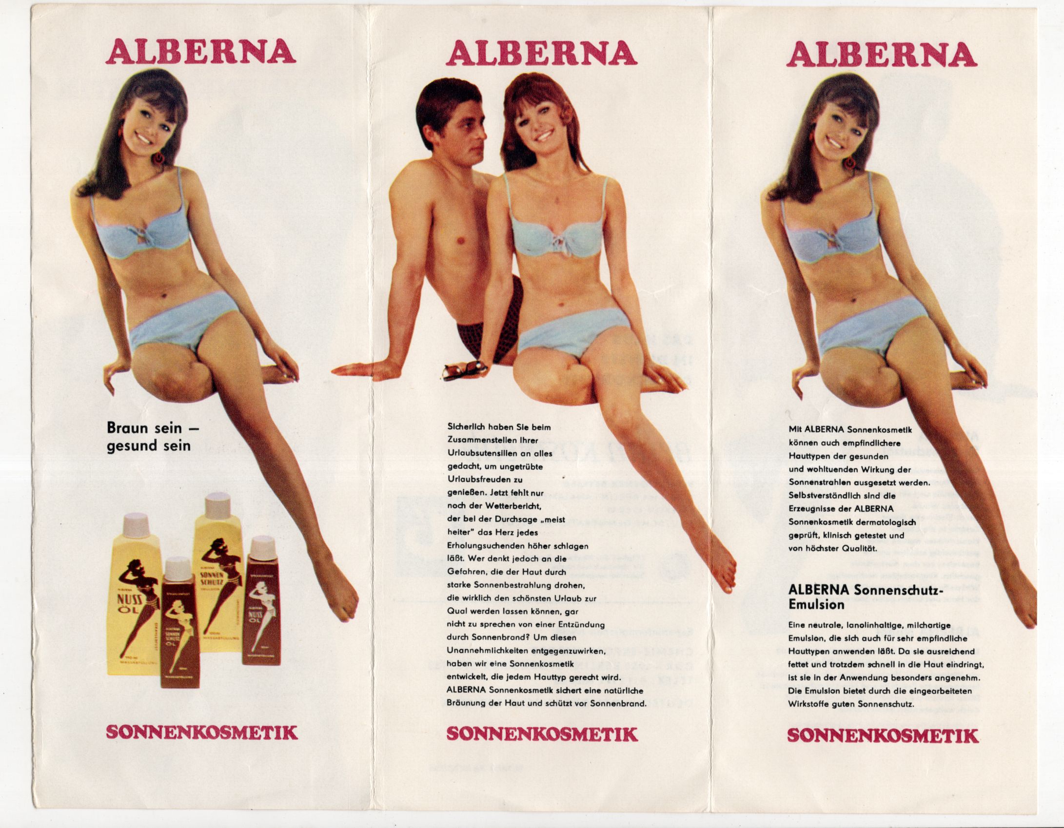 Prospekt Alberna Sonnenkosmetik DDR Berlin Kosmetik 1969 Prospekt Alberna Sonnenkosmetik DDR Berlin Kosmetik 1969