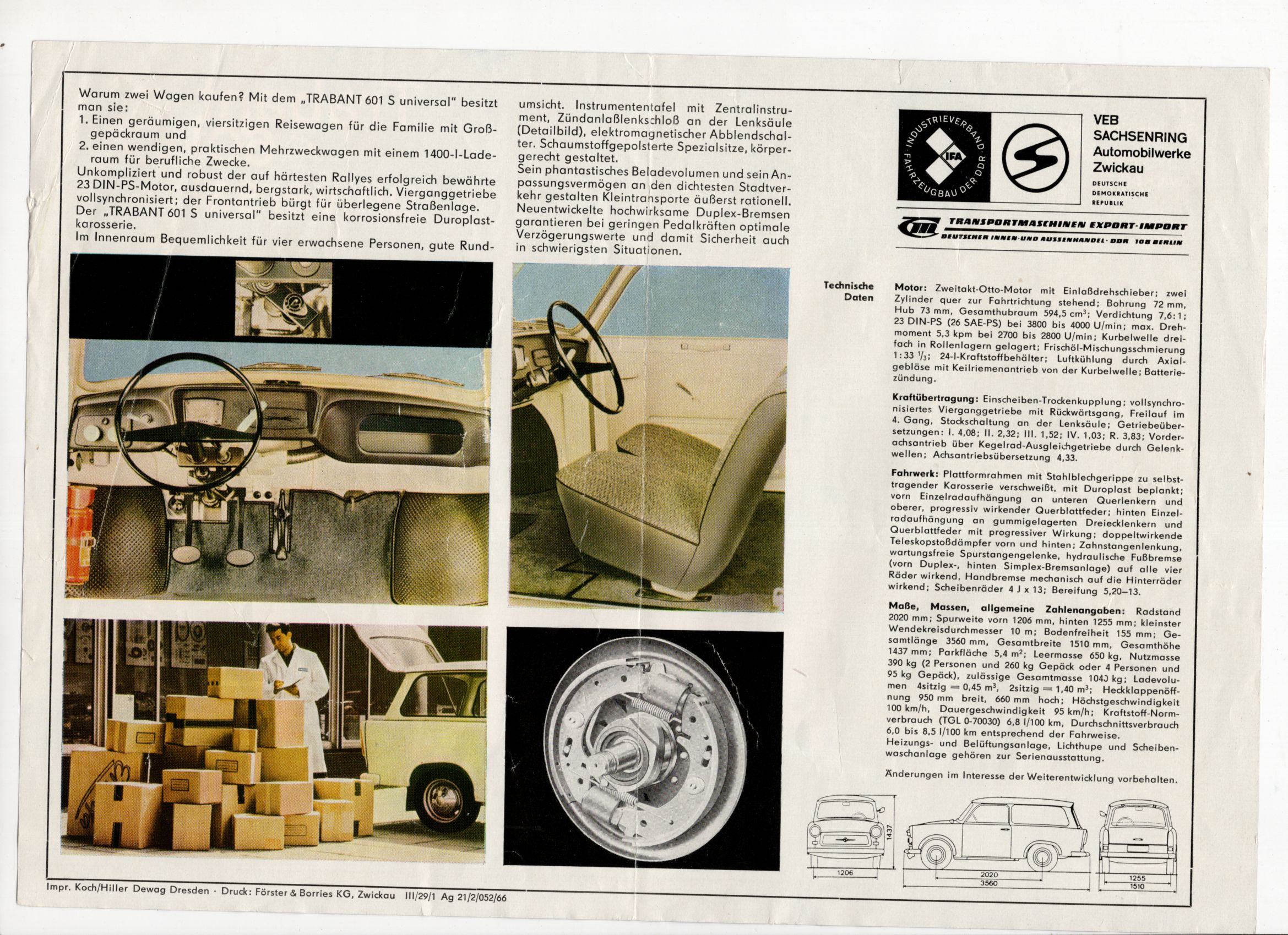 Trabant Prospekte DDR Trabi 1966