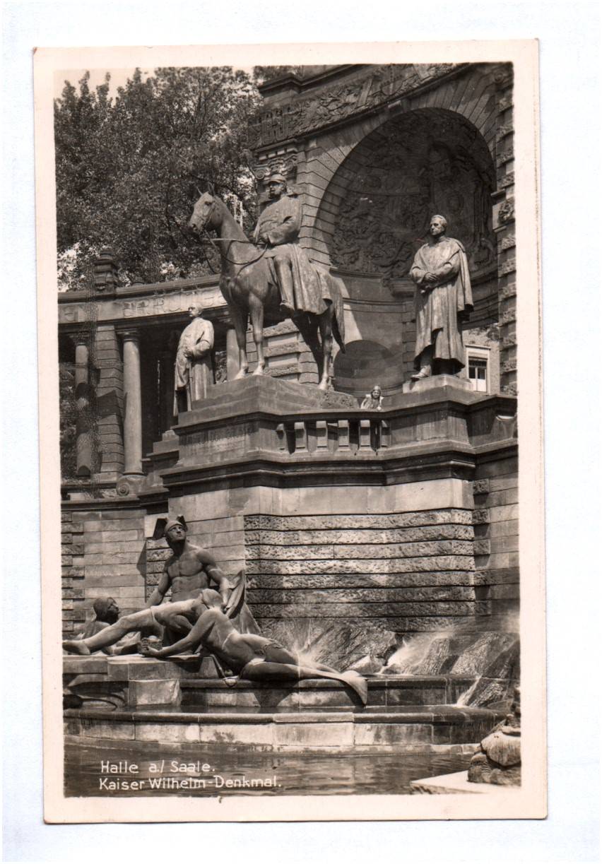Foto Ak Halle Saale Kaiser Wilhelm Denkmal 1940