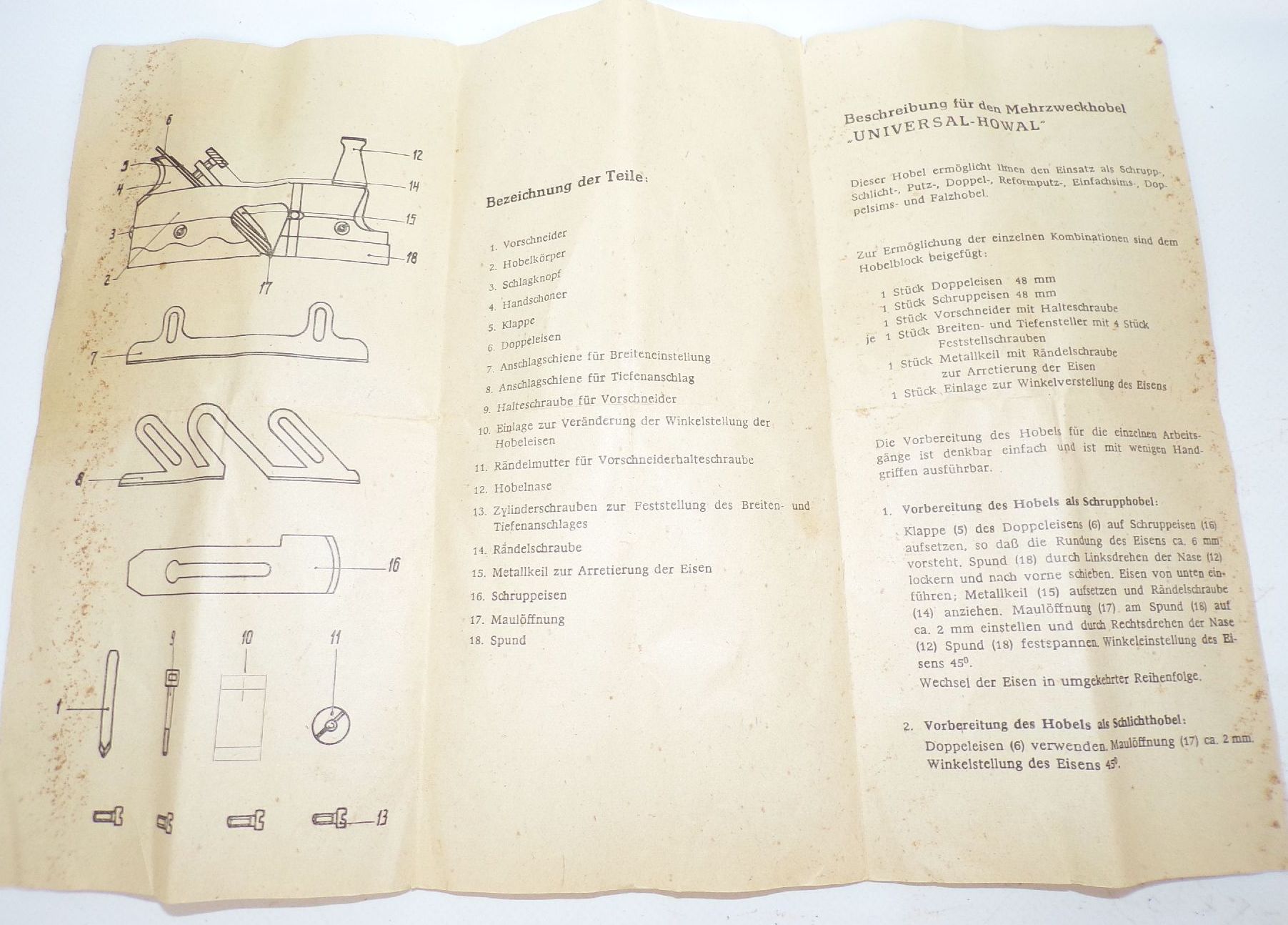 Howal Hobel Zubehör Anschlagschiene Schruppeisen 