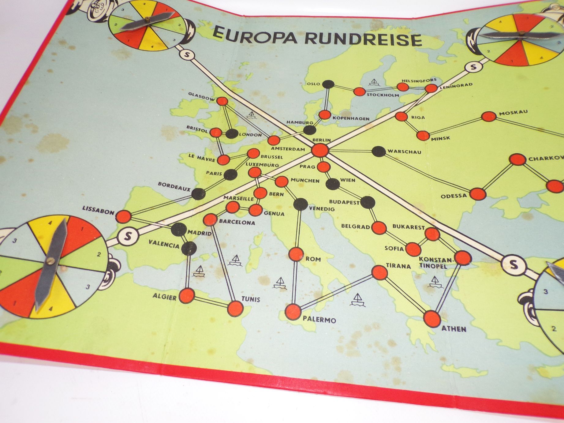 Europa Rundreise Auto Brettspiel WL Spiele altes Gesellschaftsspiel 