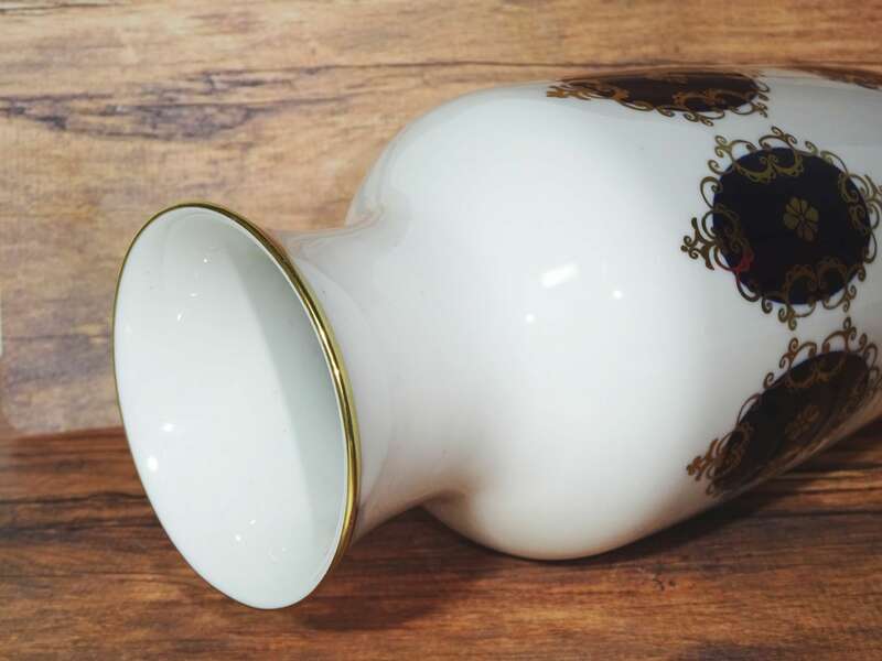 Porzellanvase Echt Kobalt Weiss DDR 22,5 cm