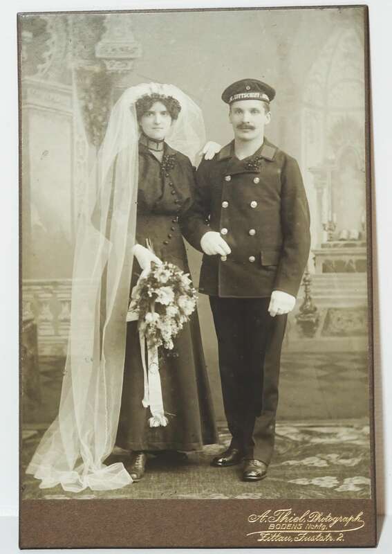 Kabinettfoto Soldat Luftschiff Abteilung Bodens Zittau um 1900 Hochzeitsfoto