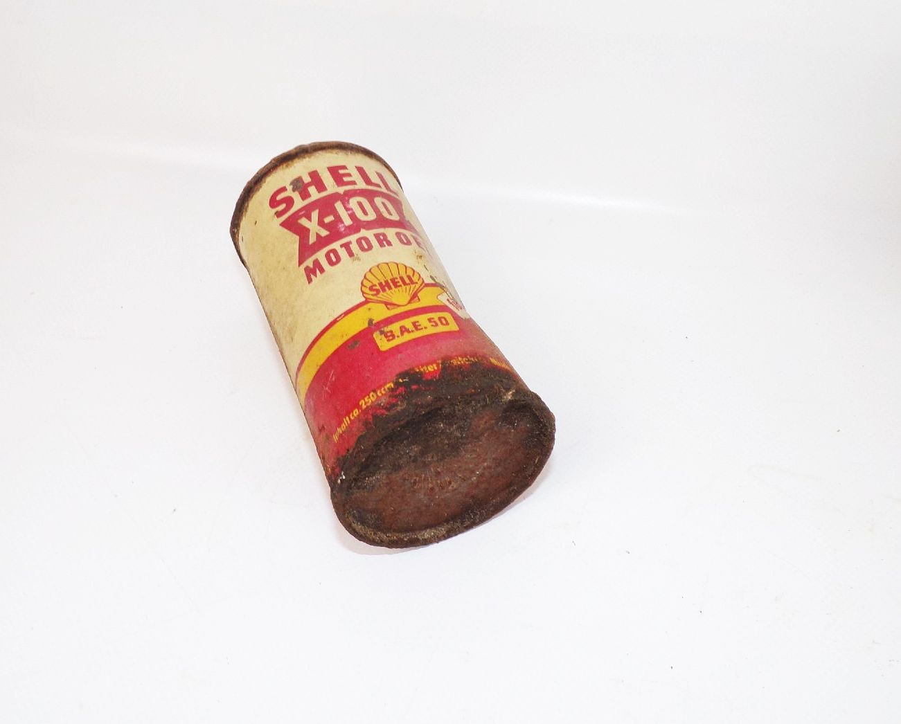 Alte Shell Dose X 100 Motor Oel NOS Garage Oldtimer Deko