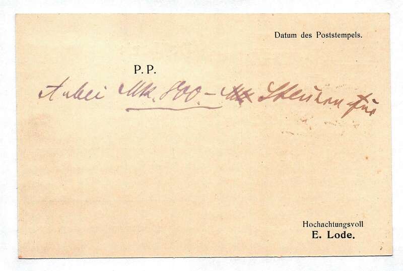 Postkarte P.P. Hermann Emil Lode Import Export Briefmarken Ak