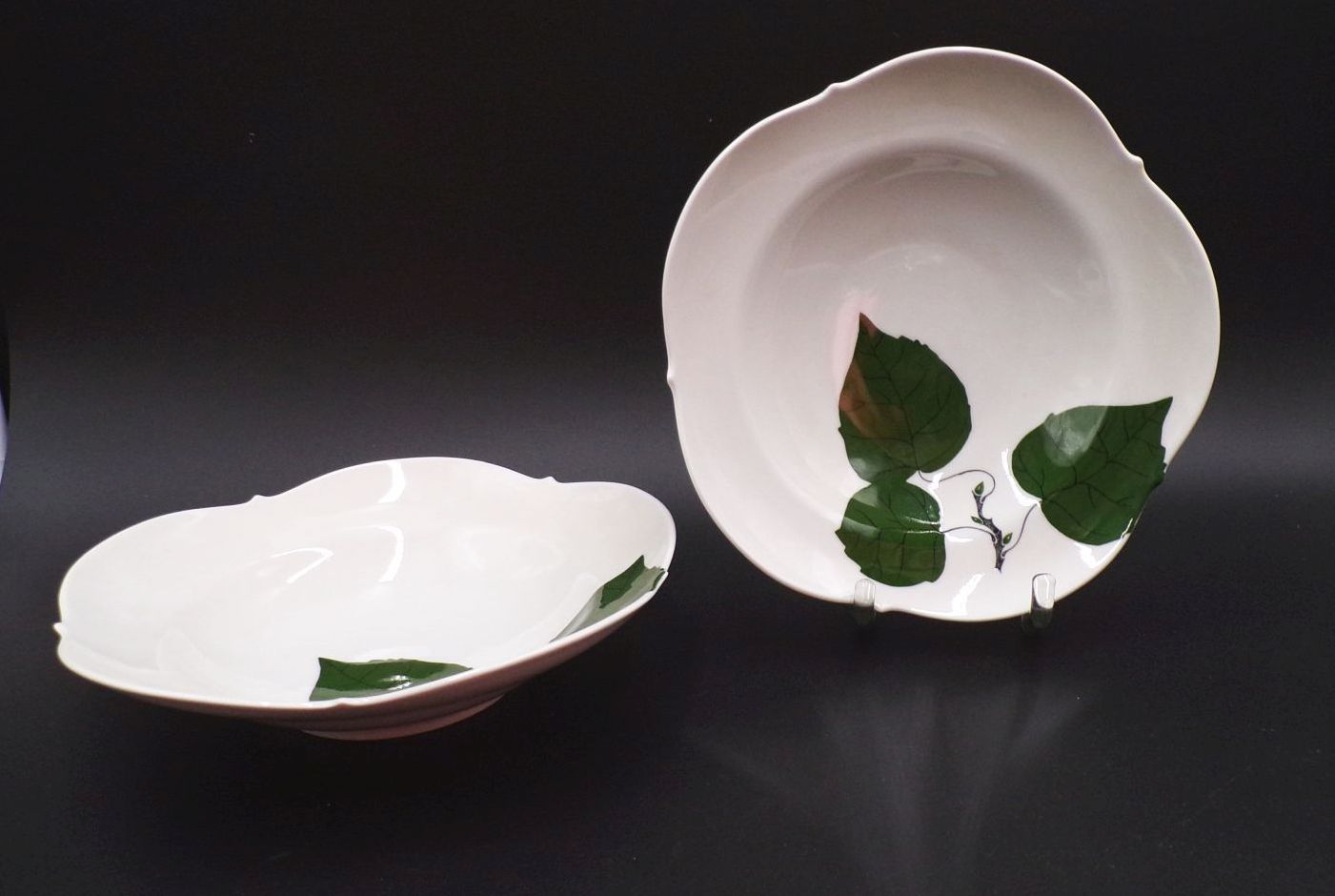 Meissen Suppenteller 2 Wahl Dekor Weinlaub großer Ausschnitt 2 Stück