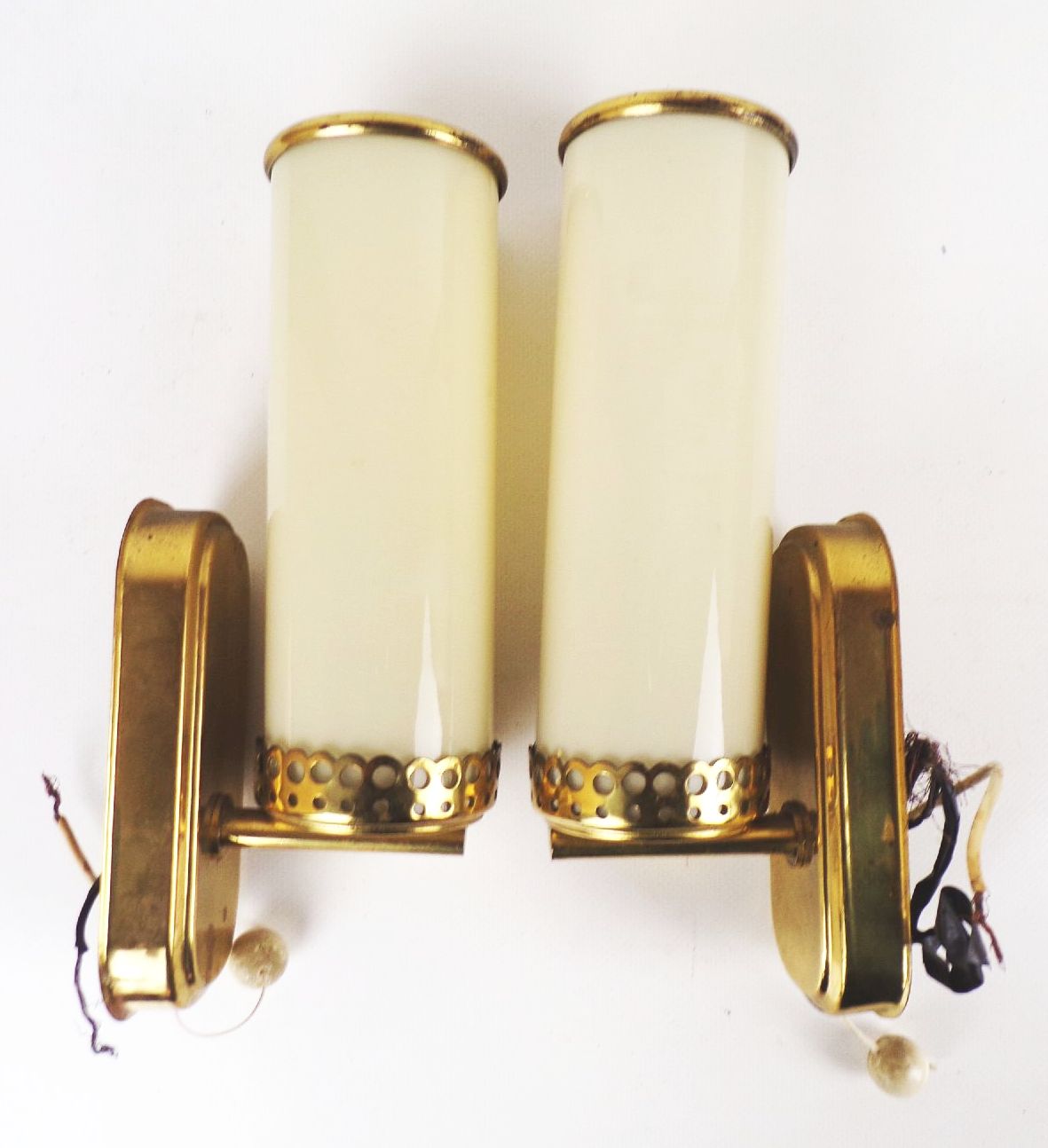 Wandleuchte 2 Stück Beige Messing Vintage E14 Set Wandlampe Mid Century