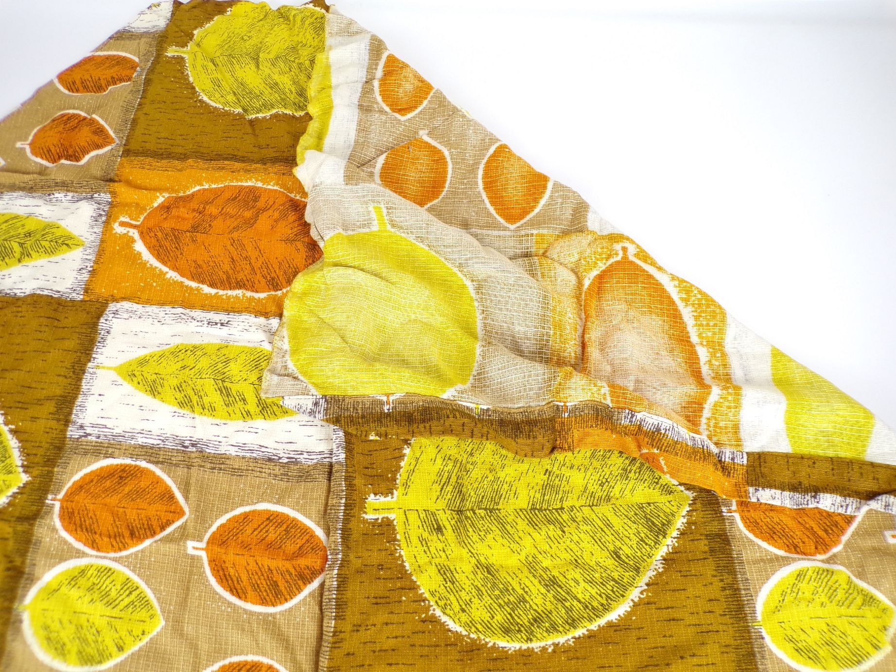 Gardinenstoff DDR Bunt Blätter Motiv Vintage Stoff Upcycling 