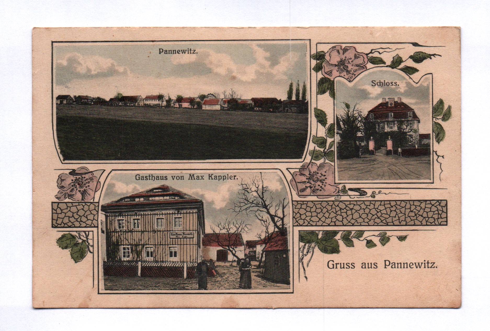 Ak Gruss aus Pannewitz Gasthaus von Max Kappler Schloss DR Ak Gruss aus Pannewitz Gasthaus von Max Kappler Schloss DR