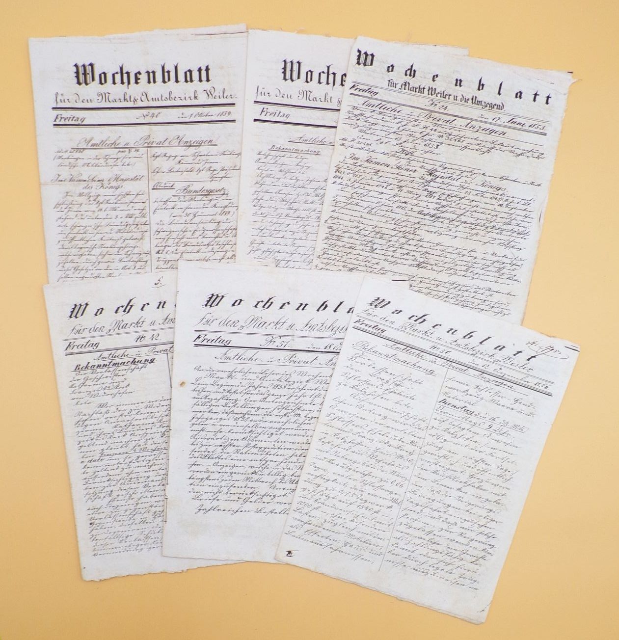 Wochenblatt für Markt Weiler und die Umgebung 1853 Süttlerin Zeitung