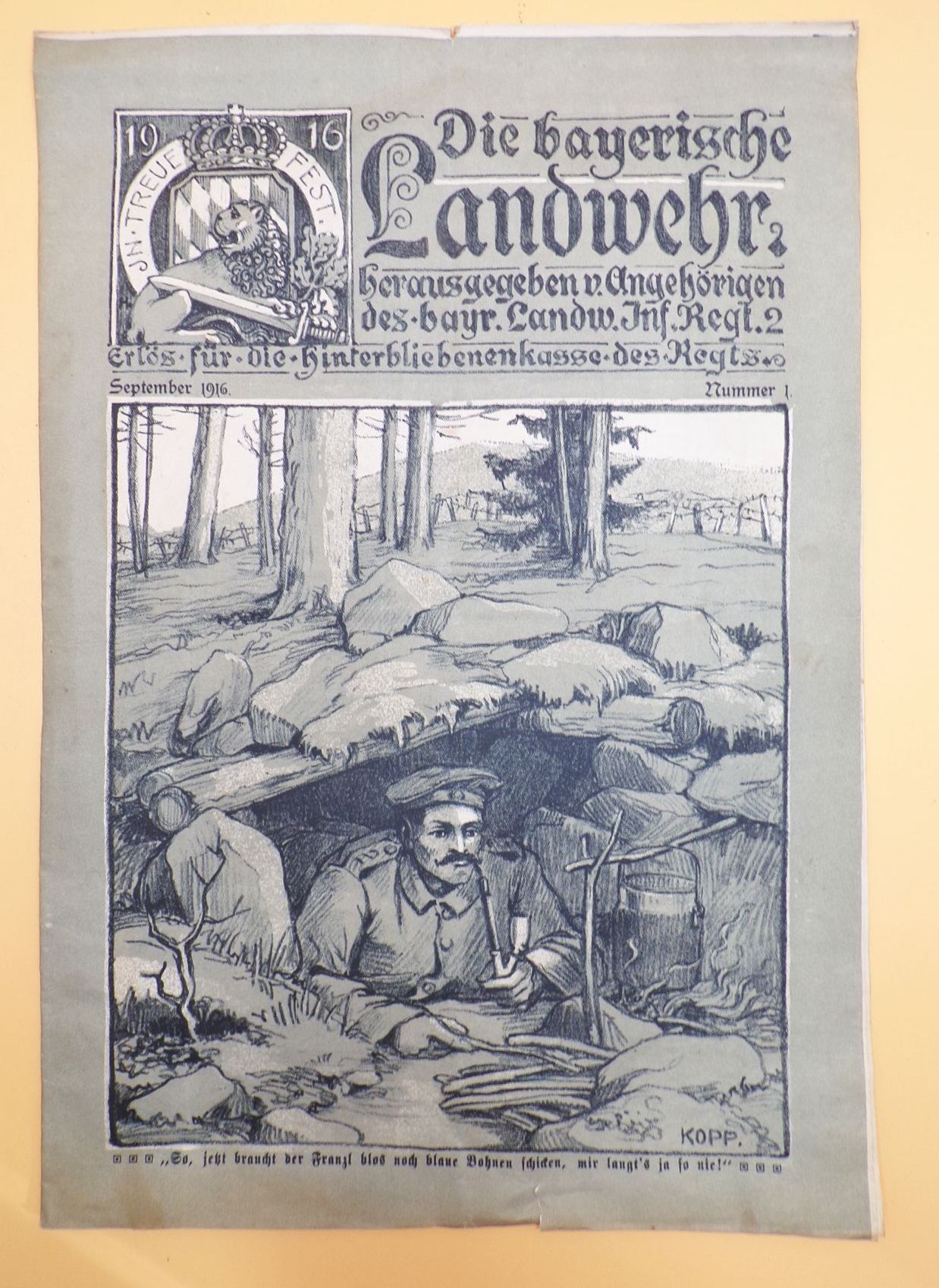 Die bayerische Landwehr Infanterie Regiment 2 Nummer 1 September 1916