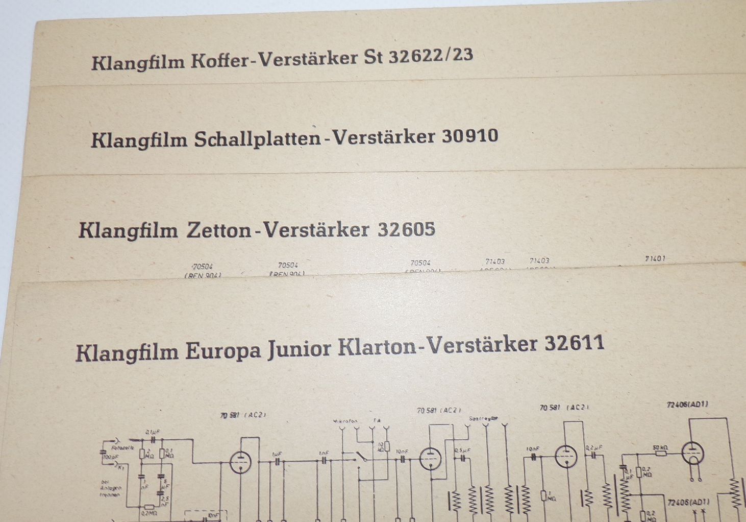Lichtspielvorführer Tonfilmanlagen Schaltpläne Klangfilm Verstärker Lichtspielhaus Kino