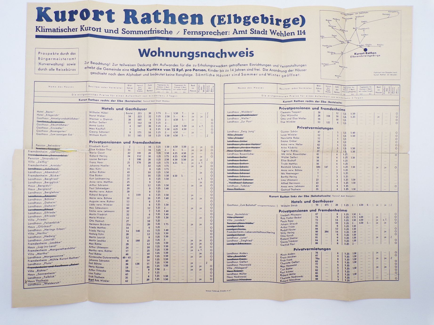 Prospekt Kurort Rathen Sächsische Schweiz um 1930