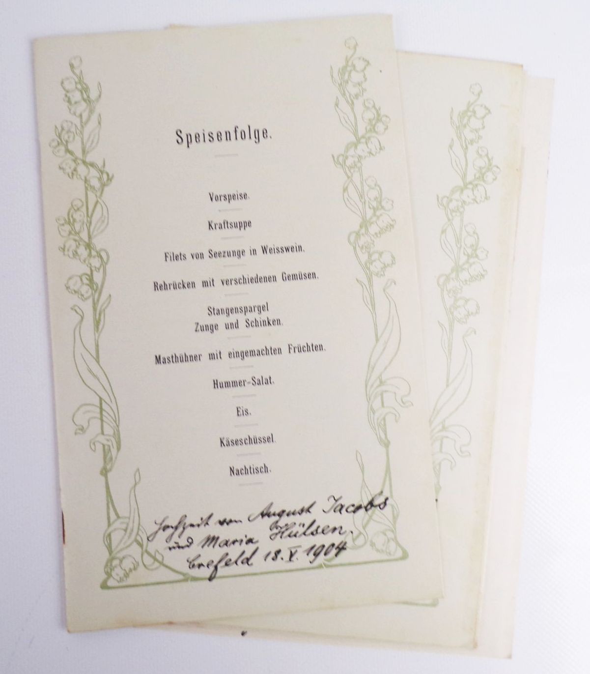 Hochzeitprogramme um 1890 Boeddinghaus Barmen Wuppertal Düsseldorf 