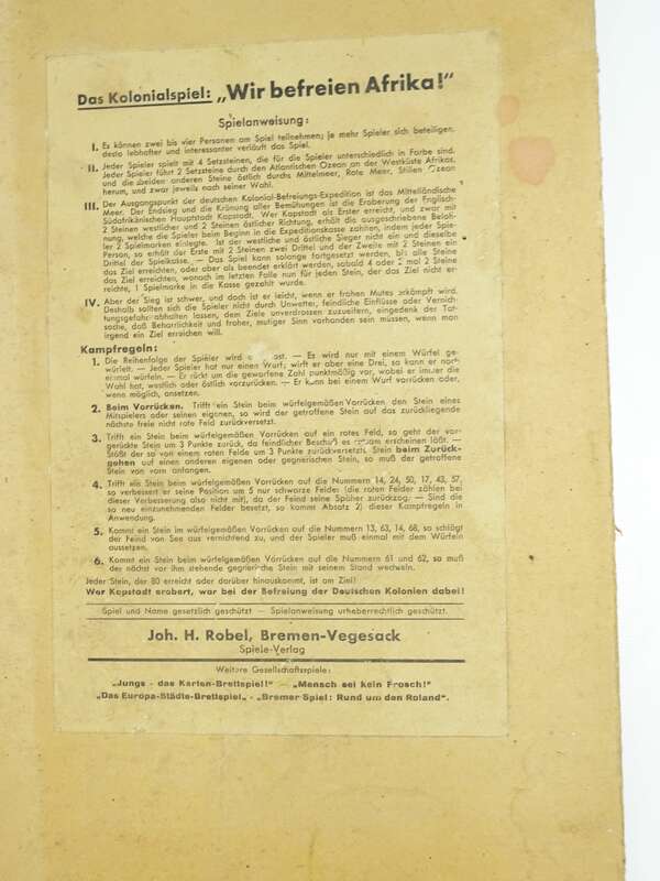 Altes Spielbrett Wir befreien Afrika Kolonial Brettspiel 1930er 