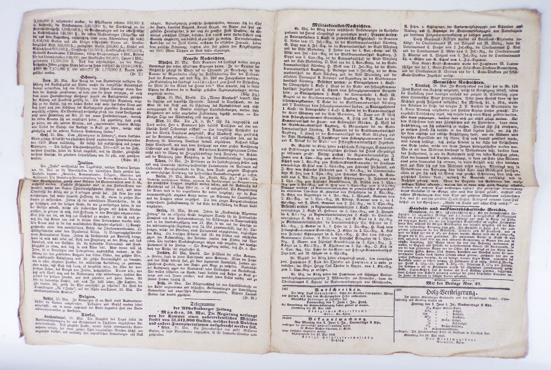 Aschaffenburg er Zeitung 1865 1866 Aschaffenburg er Zeitung 1865 1866