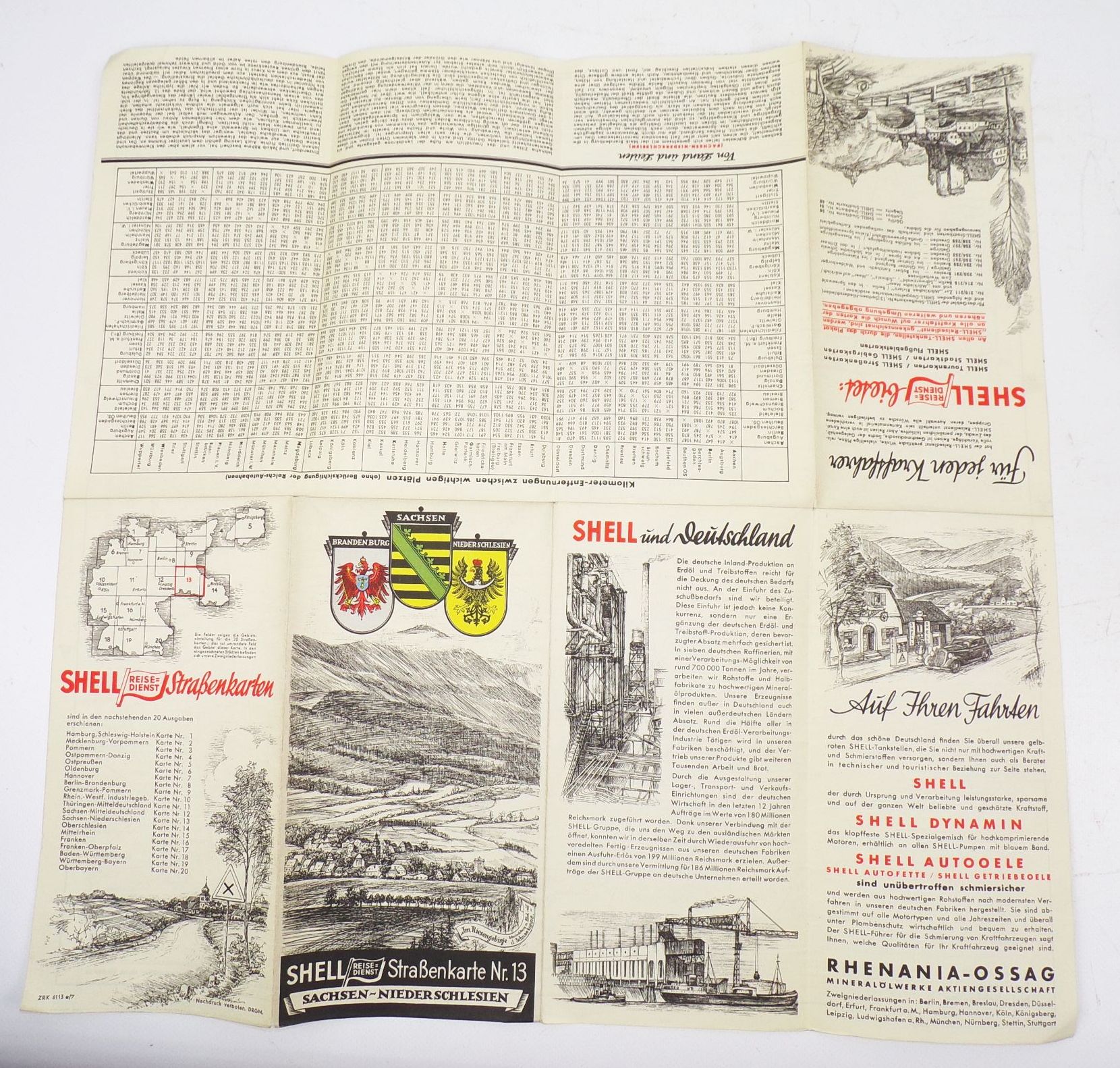 Schlesien Shell Strassenkarte 13 Sachsen Niederschlesien alte Landkarte 