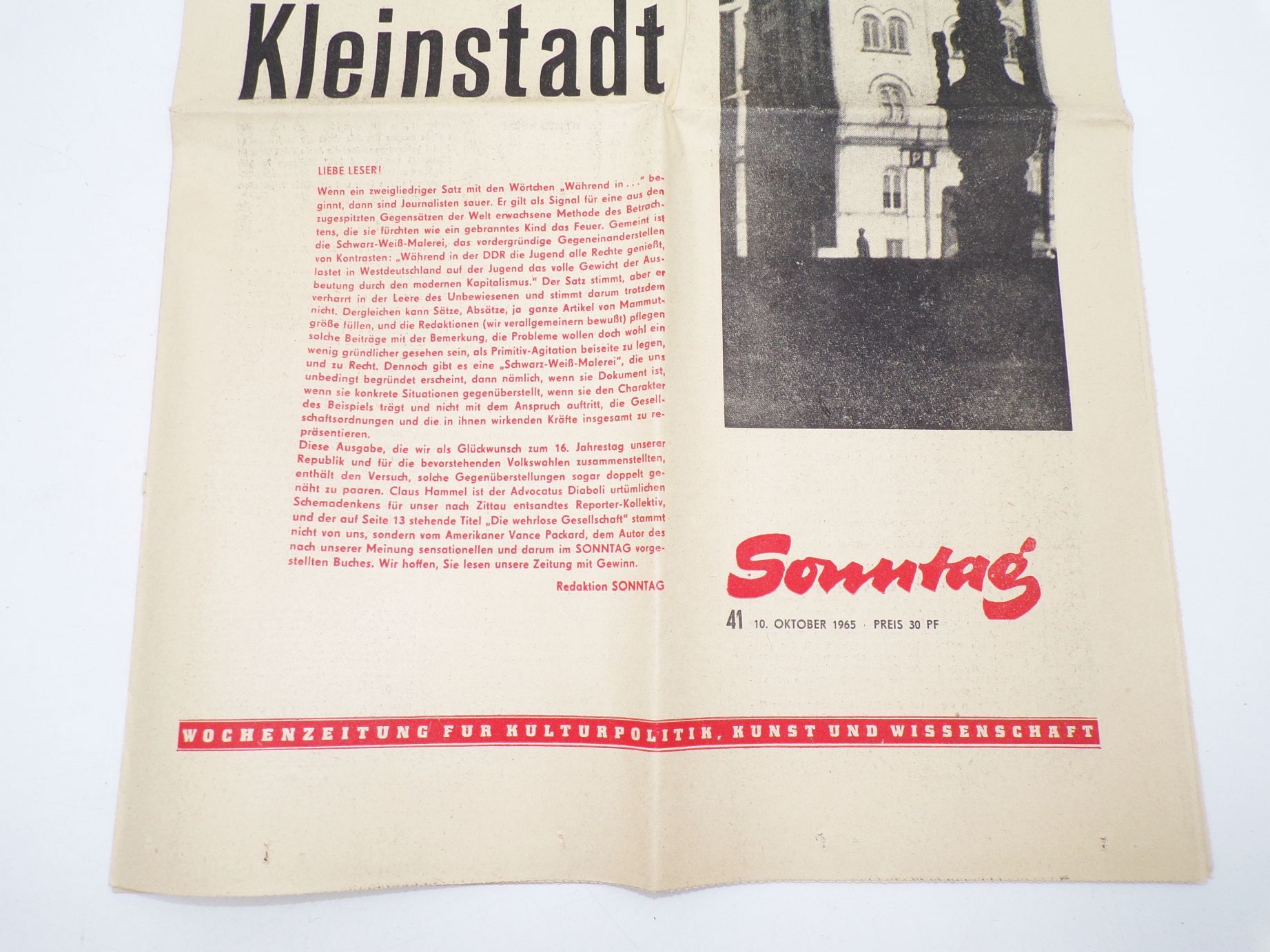 Zeitung Sonntag in Zittau 1965 Zeitgenosse Kleinstadt