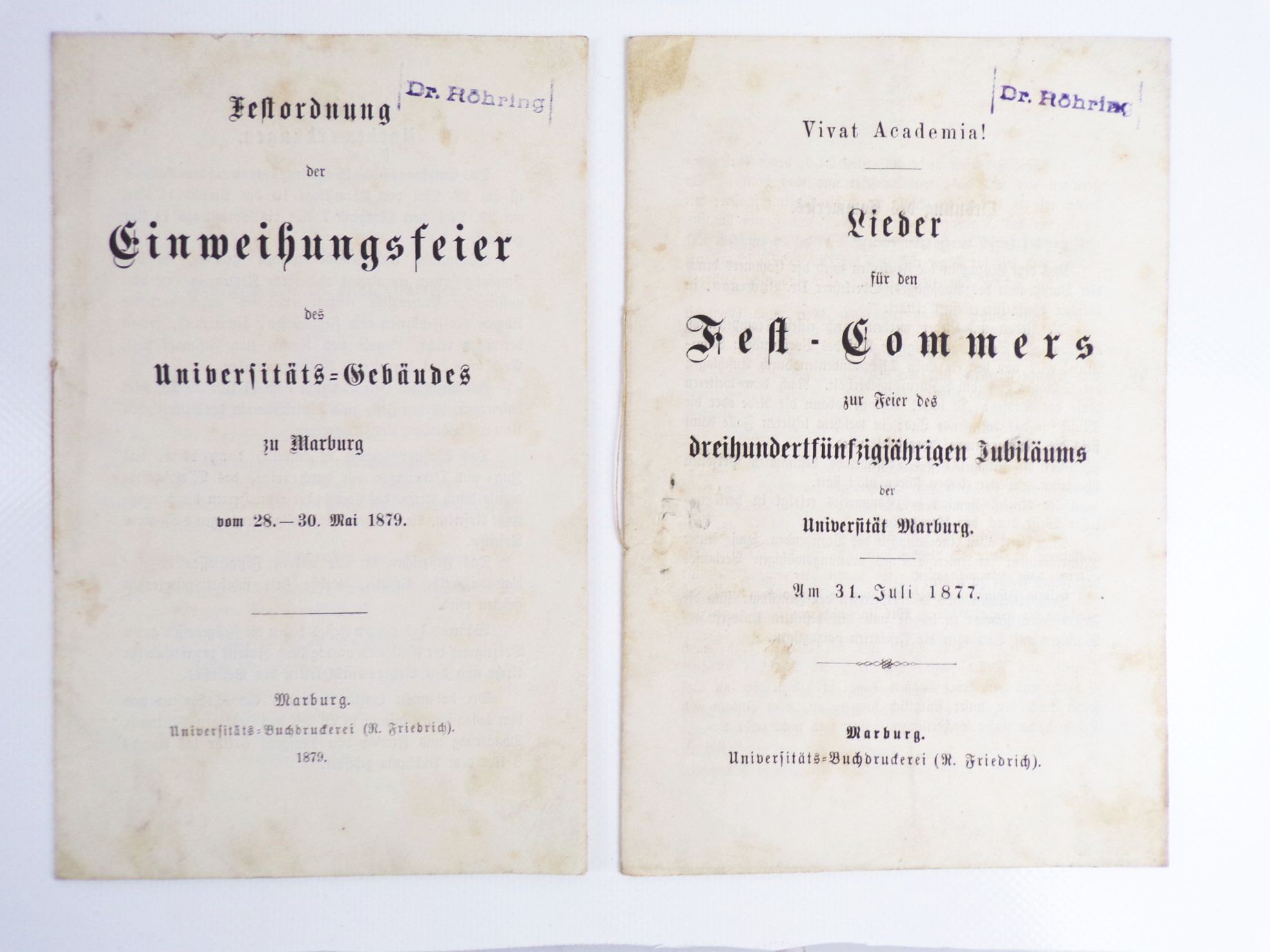 Studentika Nachlass Marburg ab 1877 Festkarte Commers Studentika Nachlass Marburg ab 1877 Festkarte Commers