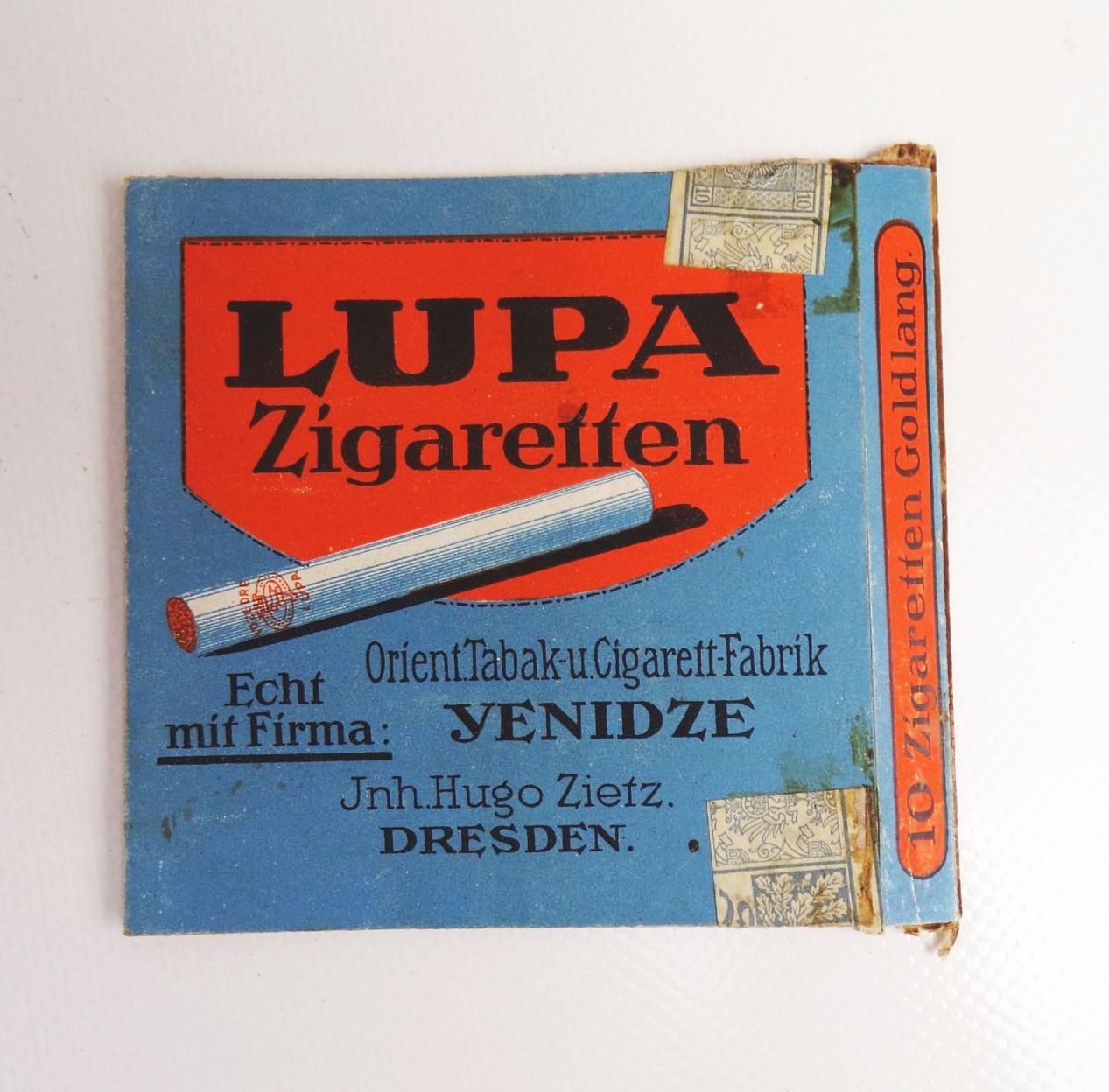 Alte Lupa Zigaretten Yenidze Dresden Zigaretten Reklame Pappschachtel 