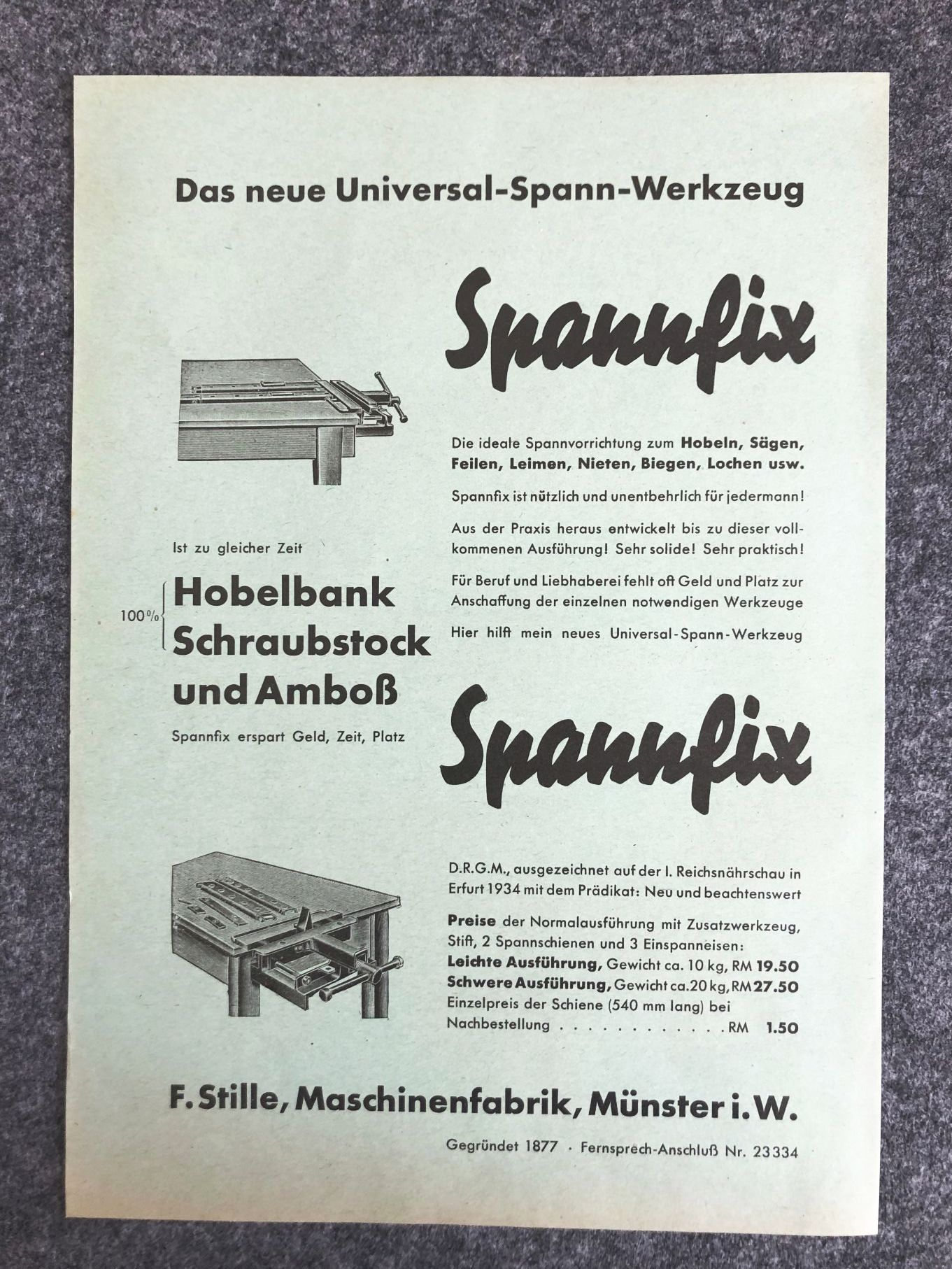 Das neue Universal Spann Werkzeug alter Prospekt Spannfix | 18913