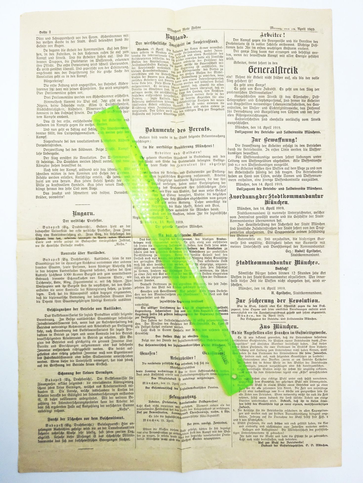Zeitung Münchner Rote Fahne 1919 Durch Kampf zum Sieg Zeitung Münchner Rote Fahne 1919 Durch Kampf zum Sieg