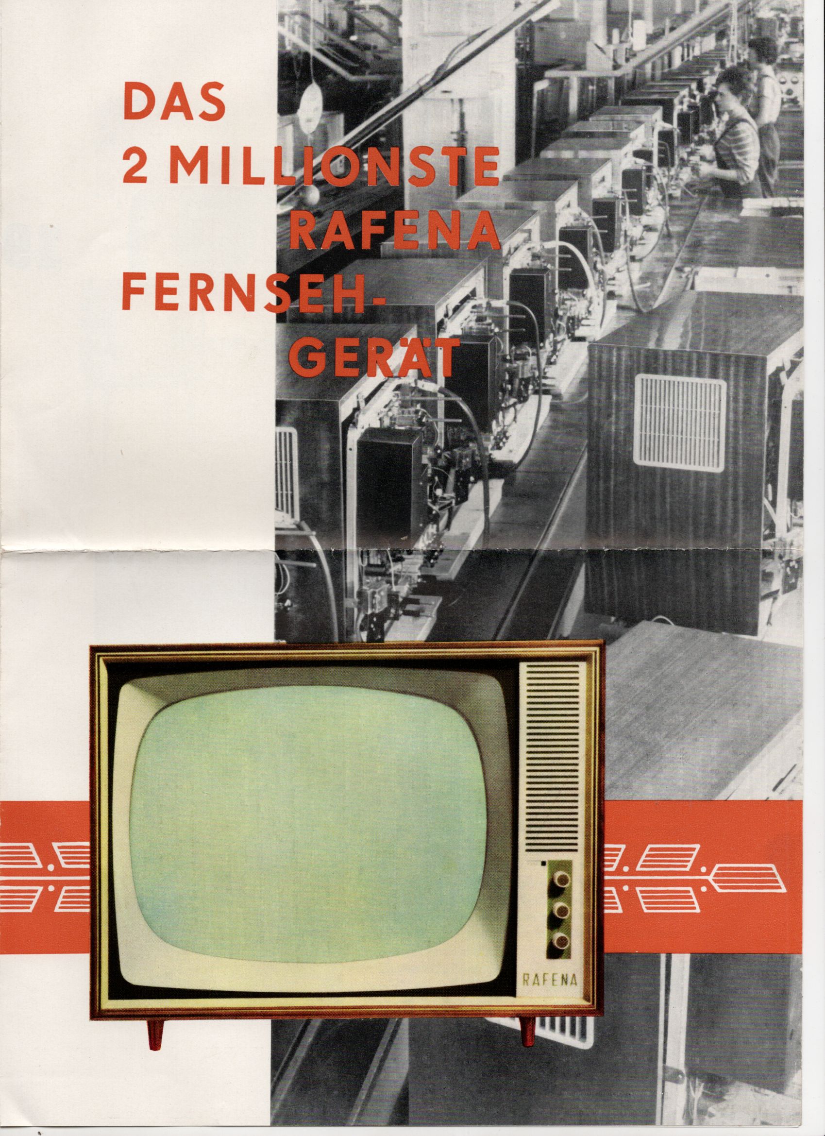 Prospekt Das 2 Millionste Rafena Fernsehgerät DDR Reklame Fernseher 1964