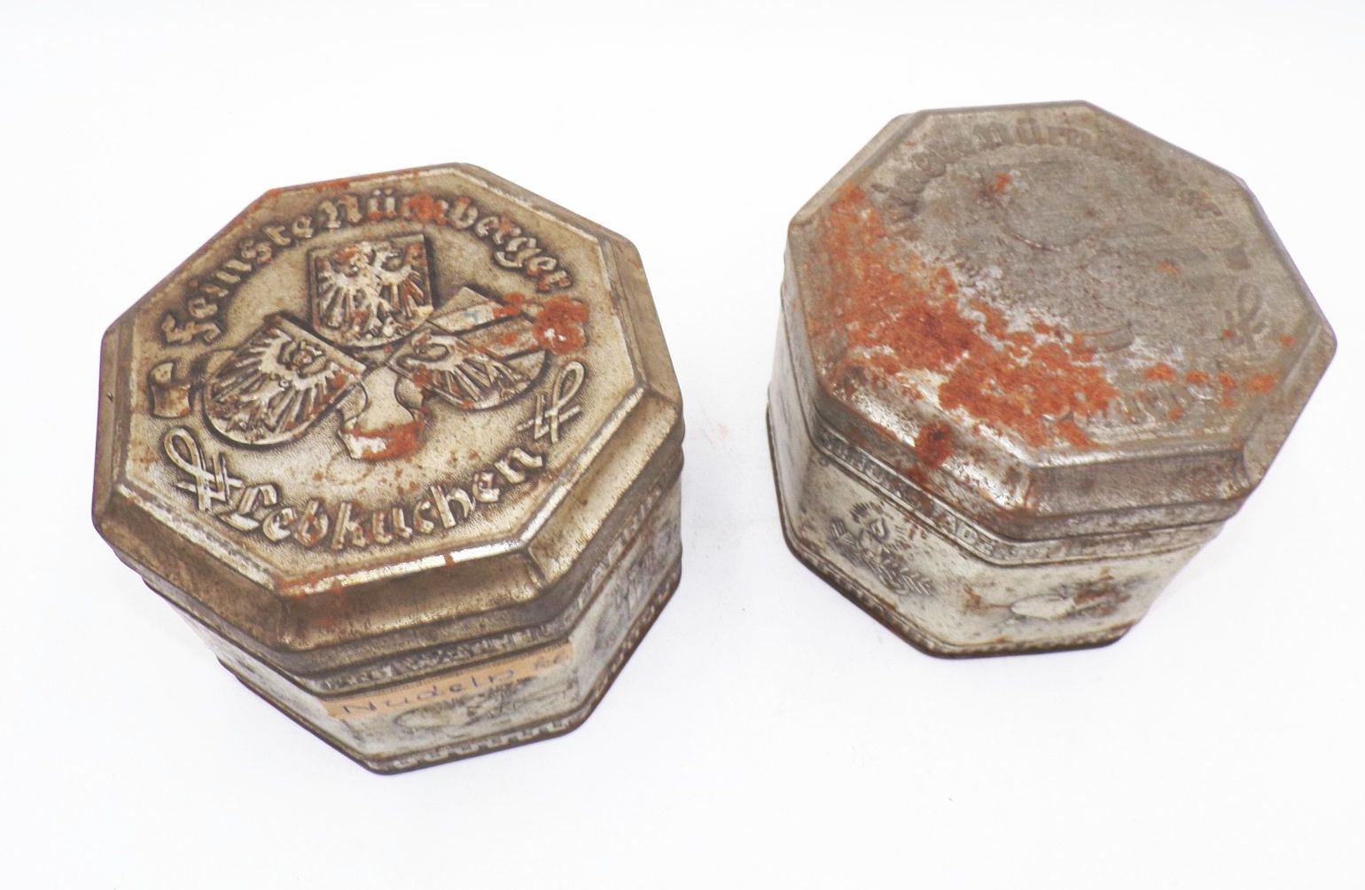 2 alte Blechdosen Gebrüder Seim Nürnberg Lebkuchen Schokolade 1930er 2 alte Blechdosen Gebrüder Seim Nürnberg Lebkuchen Schokolade 1930er