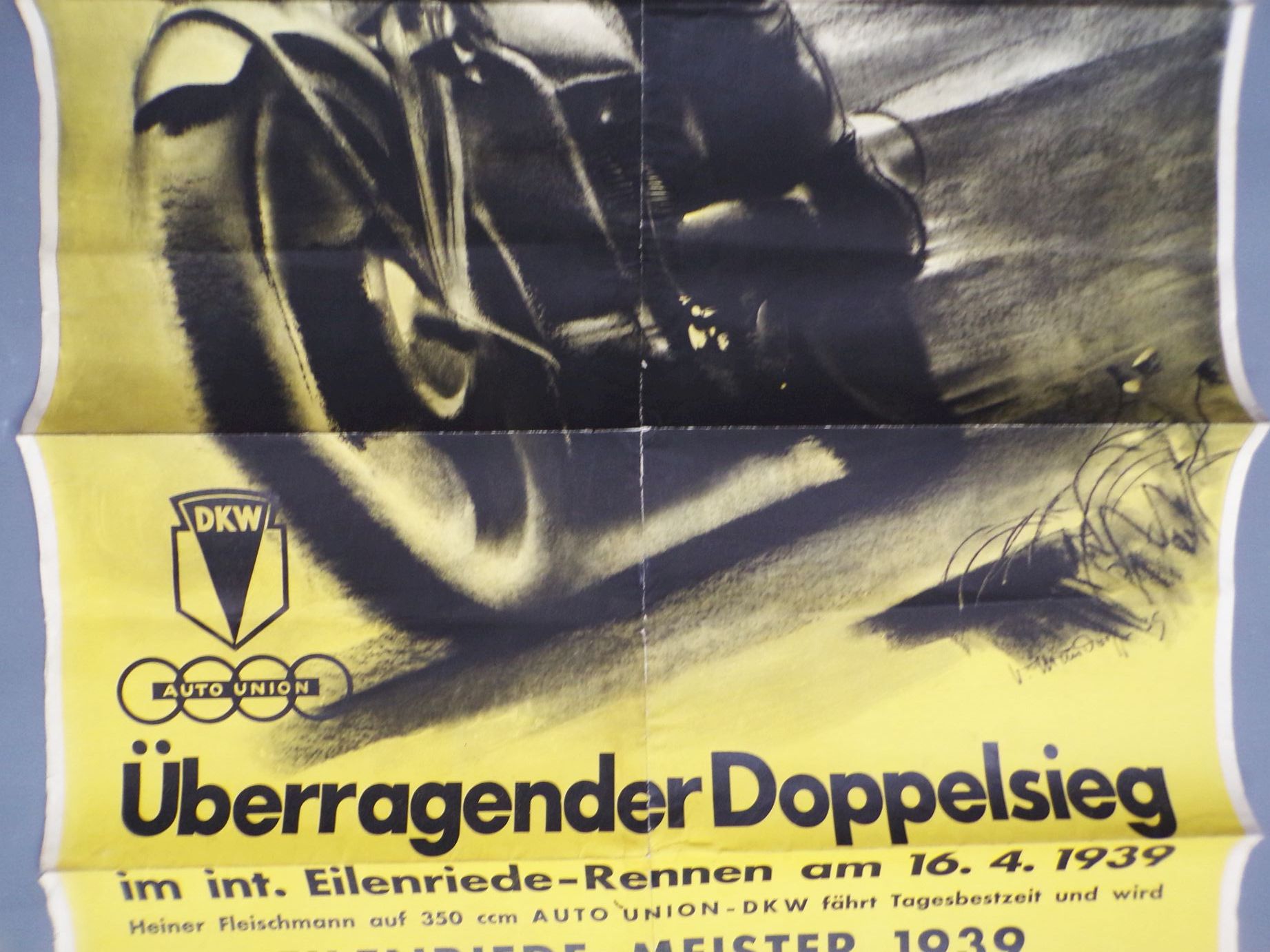 Motorsport Plakat 1939 Doppelsieg Eilenriede DKW Union Poster 