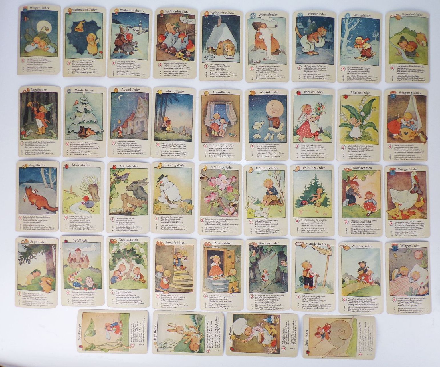 Kinderlieder Quartett Marianne Drechsel Flechsig Spiel 1950er DDR Kartenspiel 