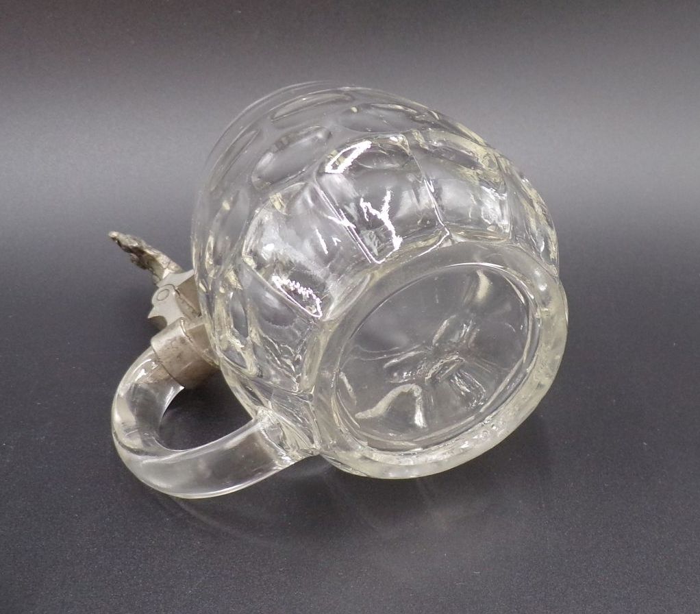 Alter Bierkrug aus Glas ohne Zinndeckel Sachsen Wappen um 1900 Alter Bierkrug aus Glas ohne Zinndeckel Sachsen Wappen um 1900