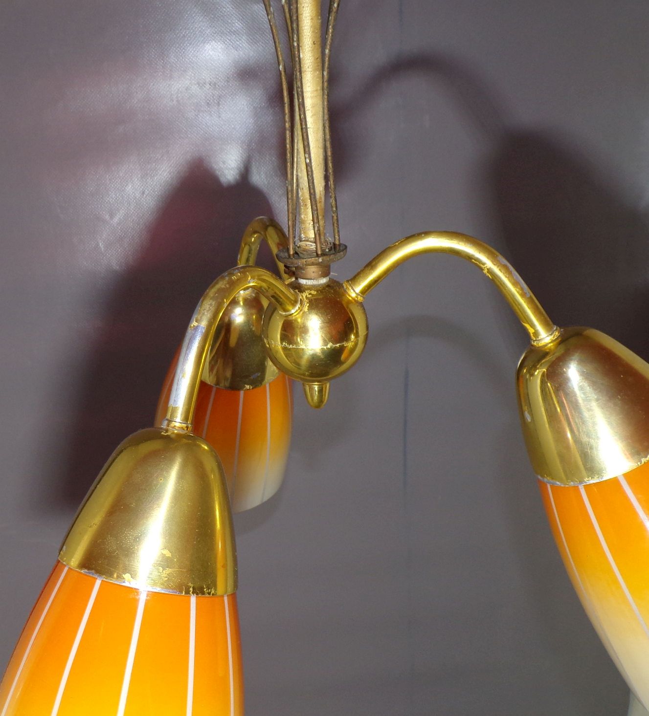 Alte Tütenlampe 3 armig E27 Rockabilly Leuchte Deckenlampe