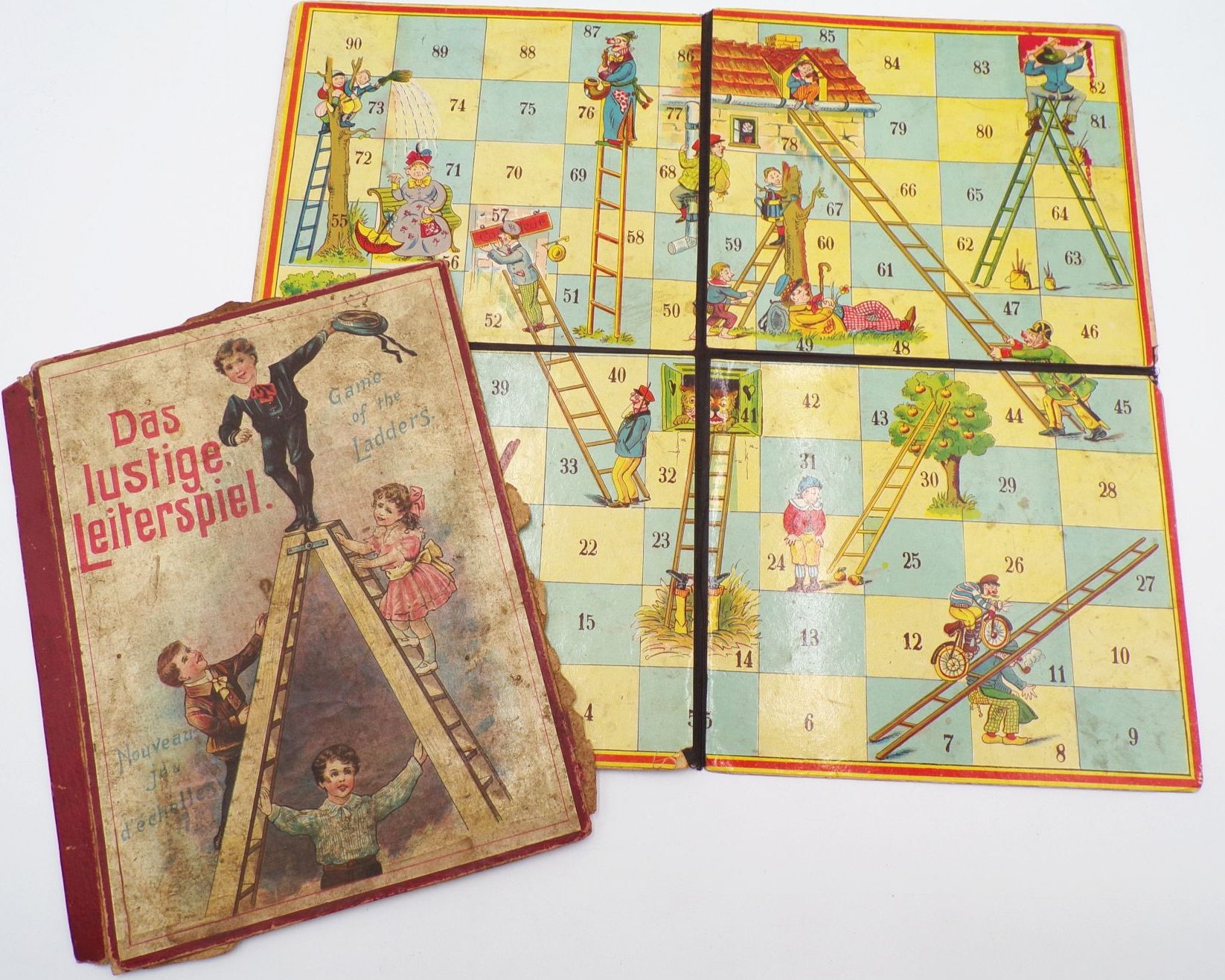 Alter Spielplan Das lustige Leiterspiel um 1900 Spielbrett 
