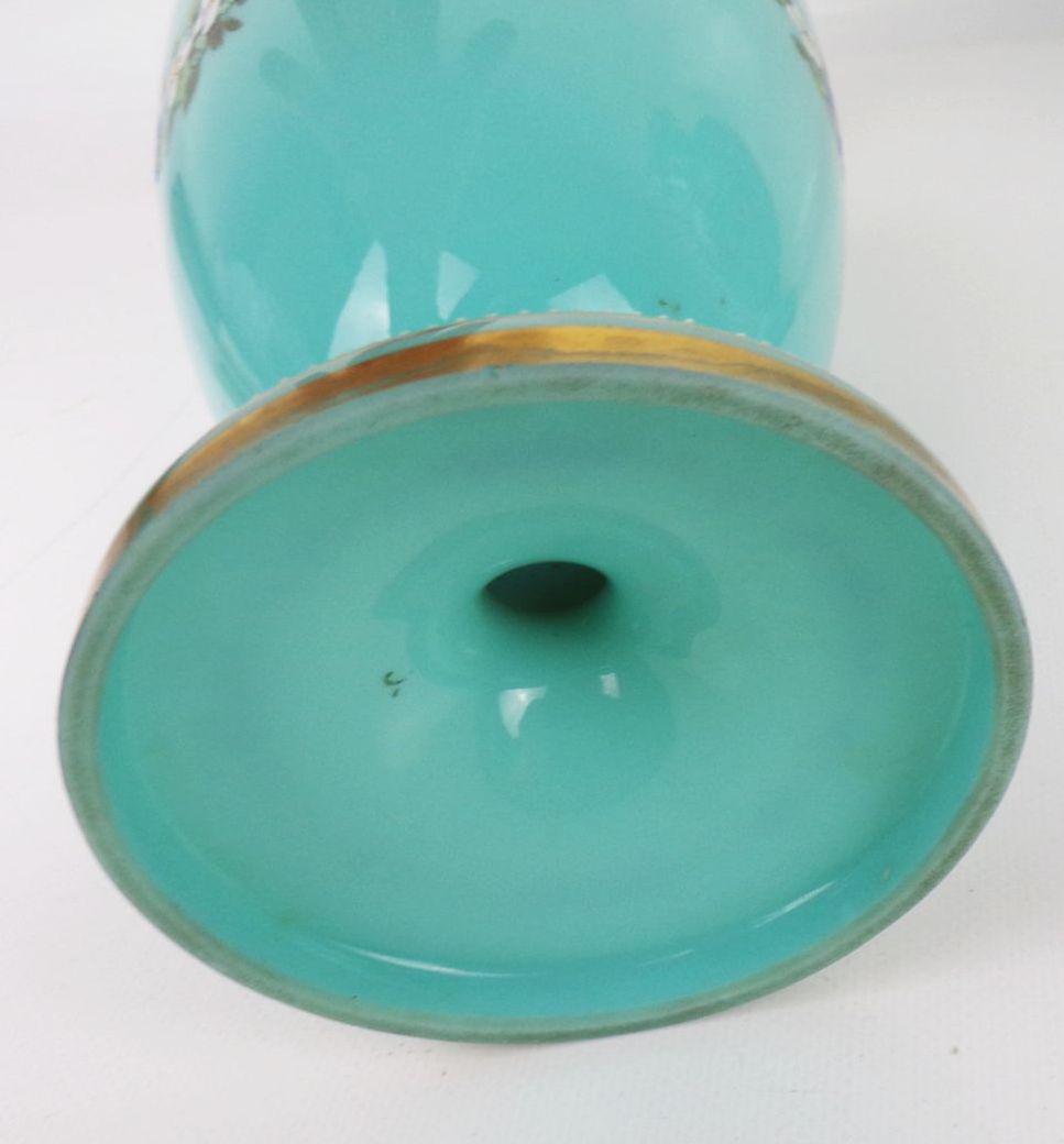 Alte Vasen Opalglas Emailmalerei um 1890 Böhmen 