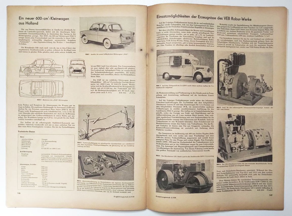 Kraftfahrzeugtechnik DDR 1958 KFT Zeitschrift Nr 4 Diesel-Ameise Kraftfahrzeugtechnik DDR 1958 KFT Zeitschrift Nr 4 Diesel-Ameise