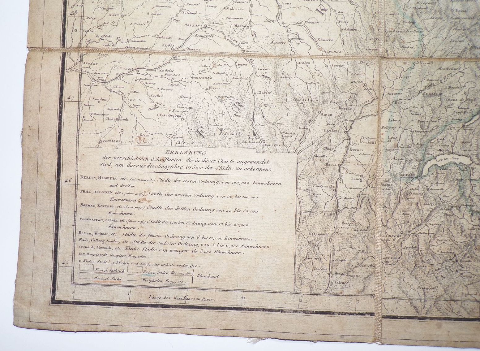 Landkarte Politisch Statistische Charte Champion und Baumann Leipzig um 1850