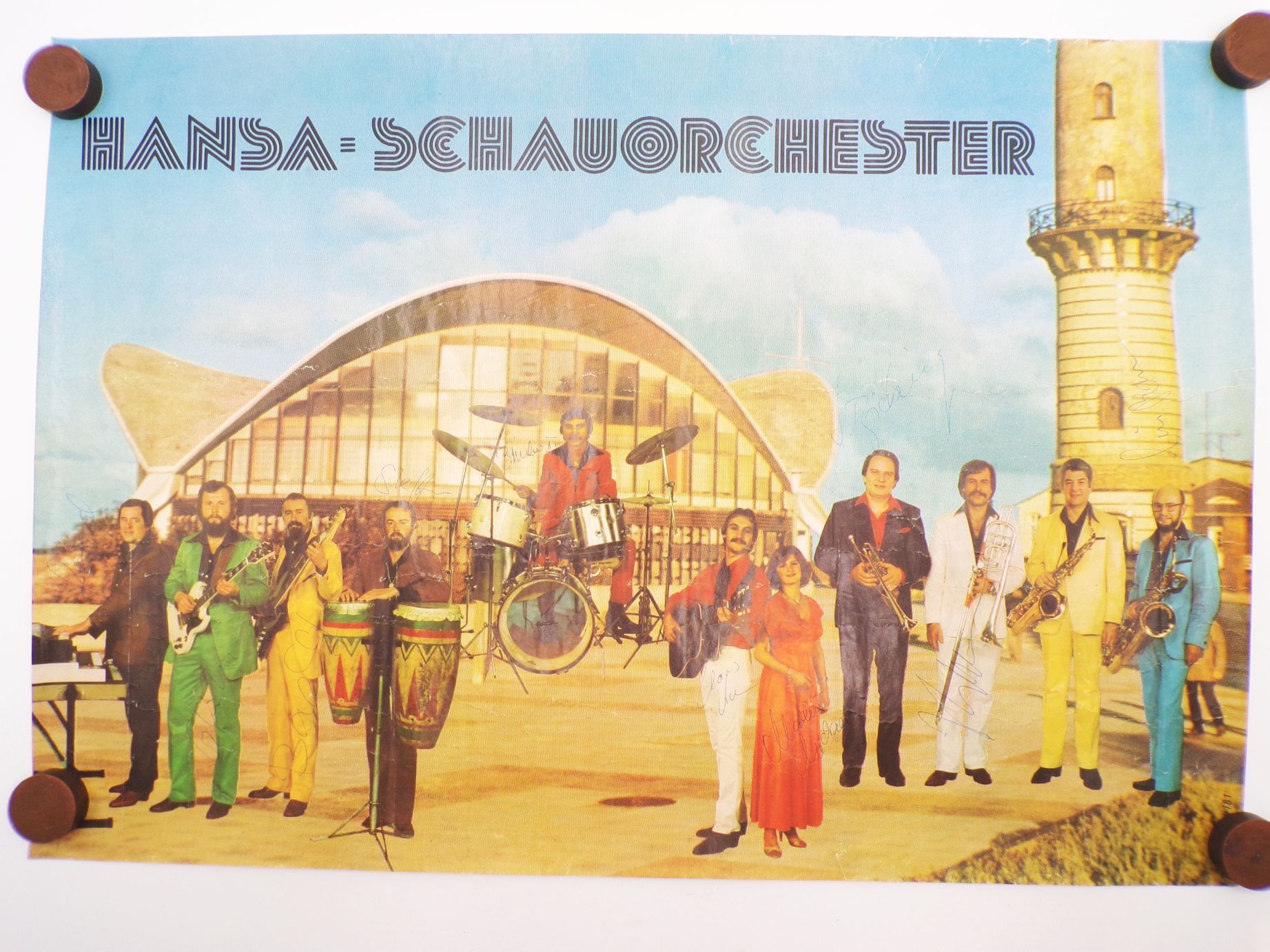 Plakat Hansa Schauorchester DDR mit Unterschriften Autogramm Plakat Hansa Schauorchester DDR mit Unterschriften Autogramm