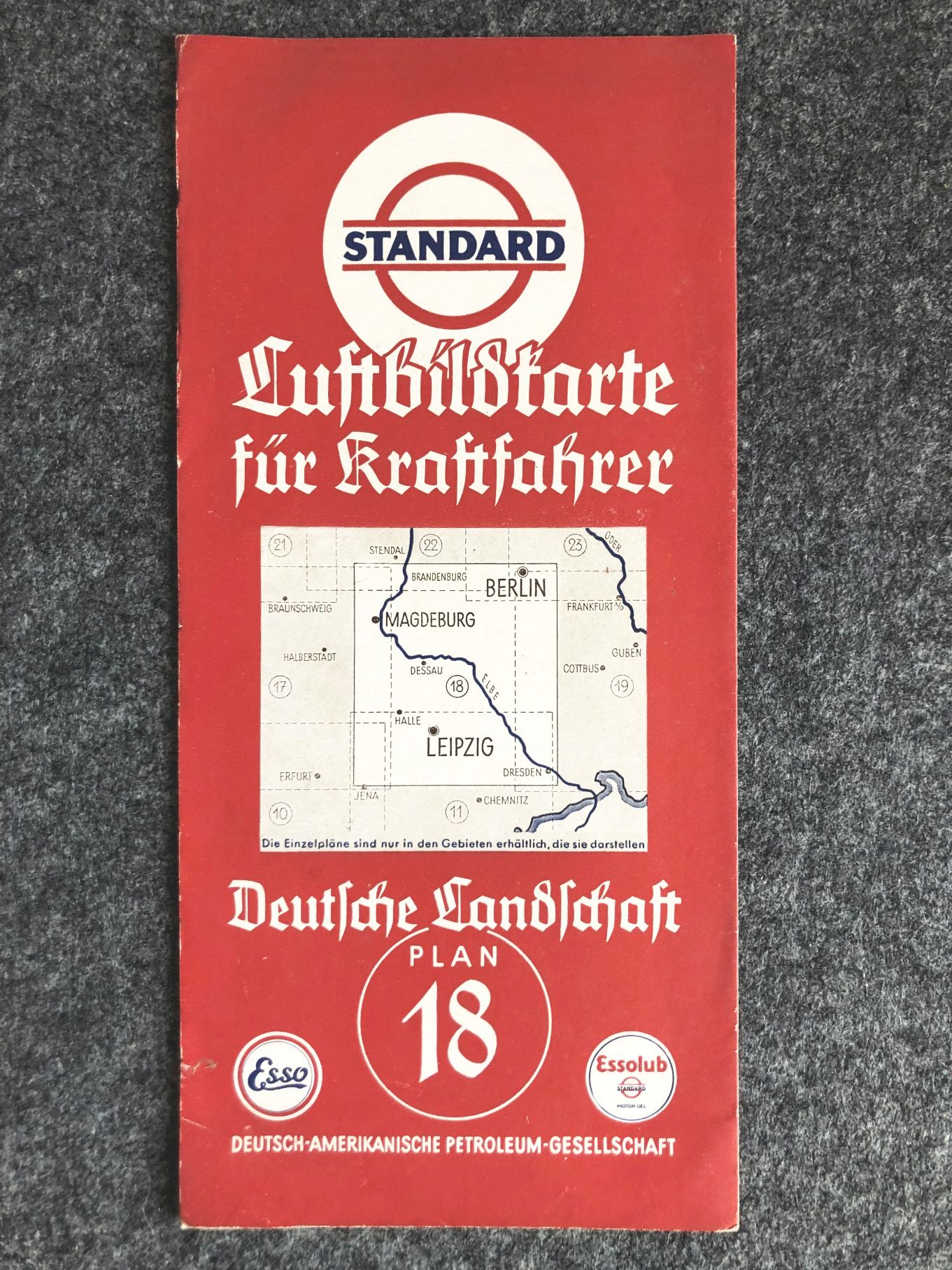 Alte Luftbildkarte für Kraftfahrer Deutsche Landschaft Standard Plan 18 Landkarte