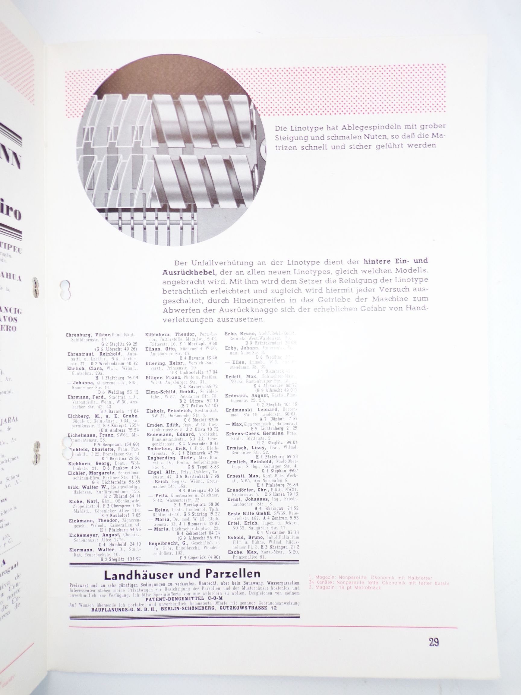 Mergenthaler Setzmaschinen Fabrik Buchdrucker Maschinen Reklame alte Broschur