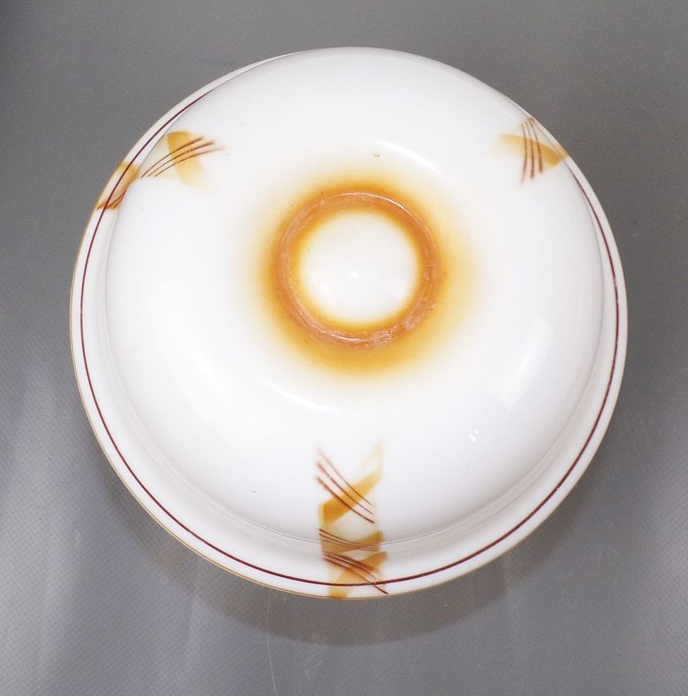 Alter Glas Lampenschirm Ersatzschirm Weiss Braun E27 Glasleuchte Spritzdekor