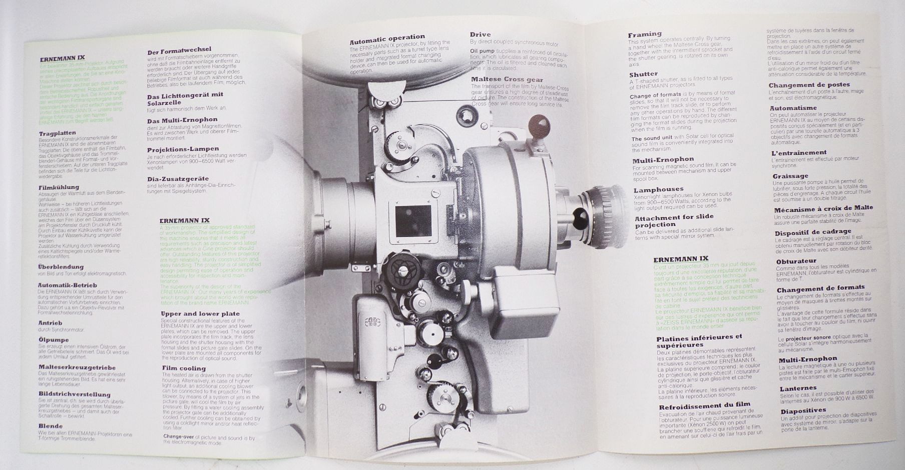 Werbe Prospekt Ernemann IX Zeiss Ikon Doppelbandprojektor Filmabtastprojektor 
