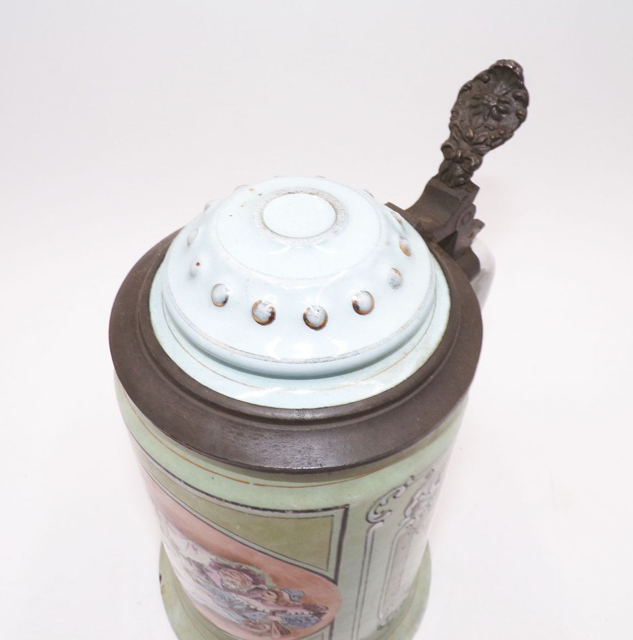 Alter Bierkrug Emaille Rede wenig Trinke viel um 1900 Deko Alter Bierkrug Emaille Rede wenig Trinke viel um 1900 Deko