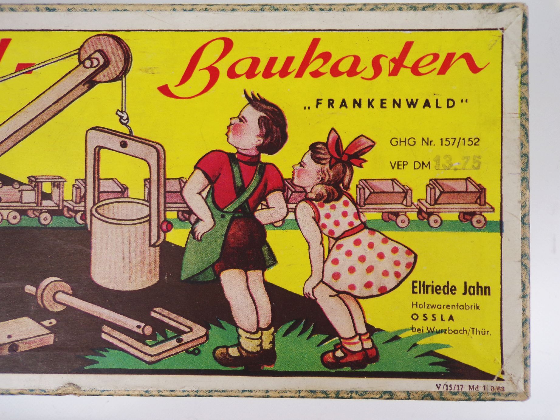 Alter Kran Baukasten Holzspielzeug Frankenwald Elfriede Jahn Ossla Thüringen 1963