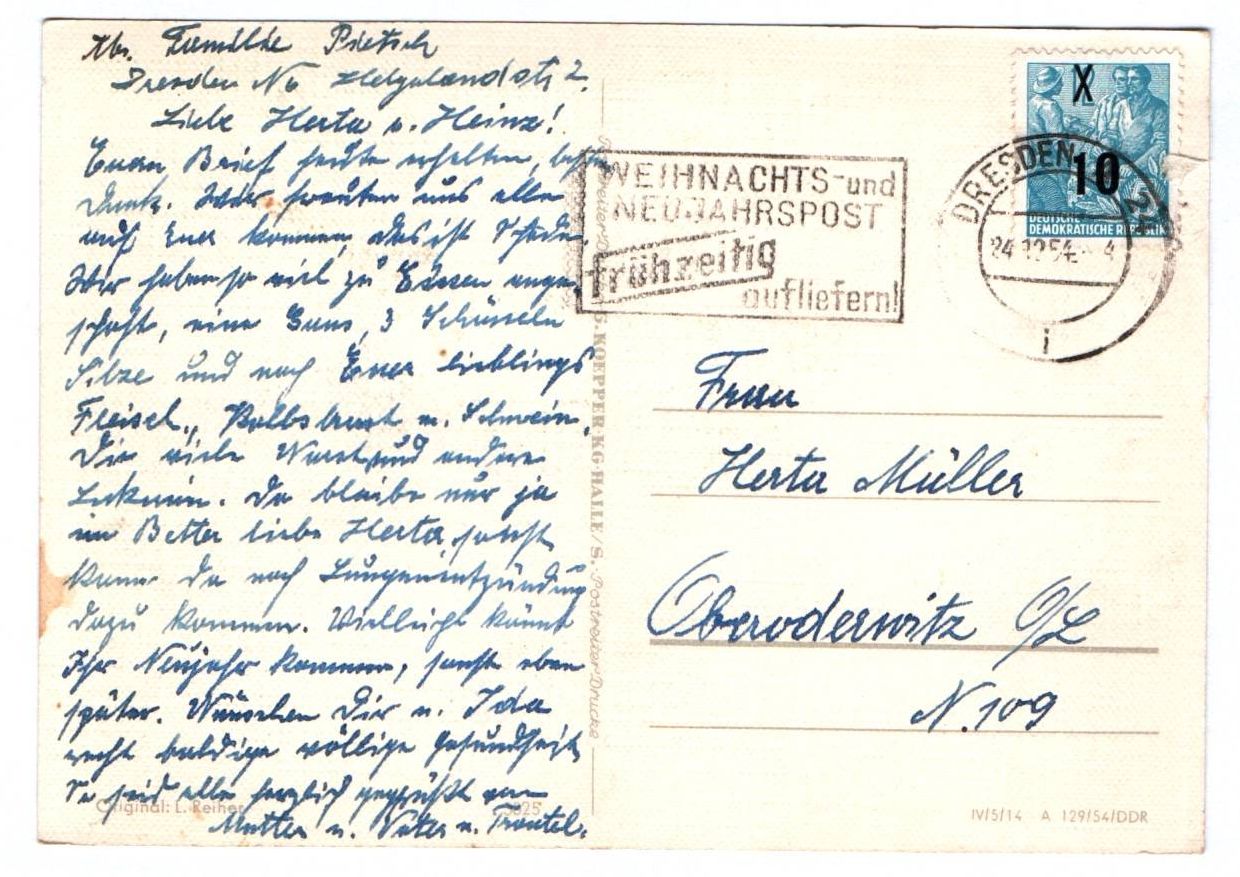 Ak Erzgebirge Engel Fröhliche Weihnachten 1954