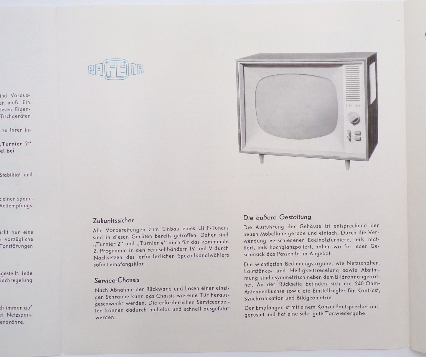 Mappe Rafena Fernsehgeräte DDR Fertigungsprogramm Turnier 1964
