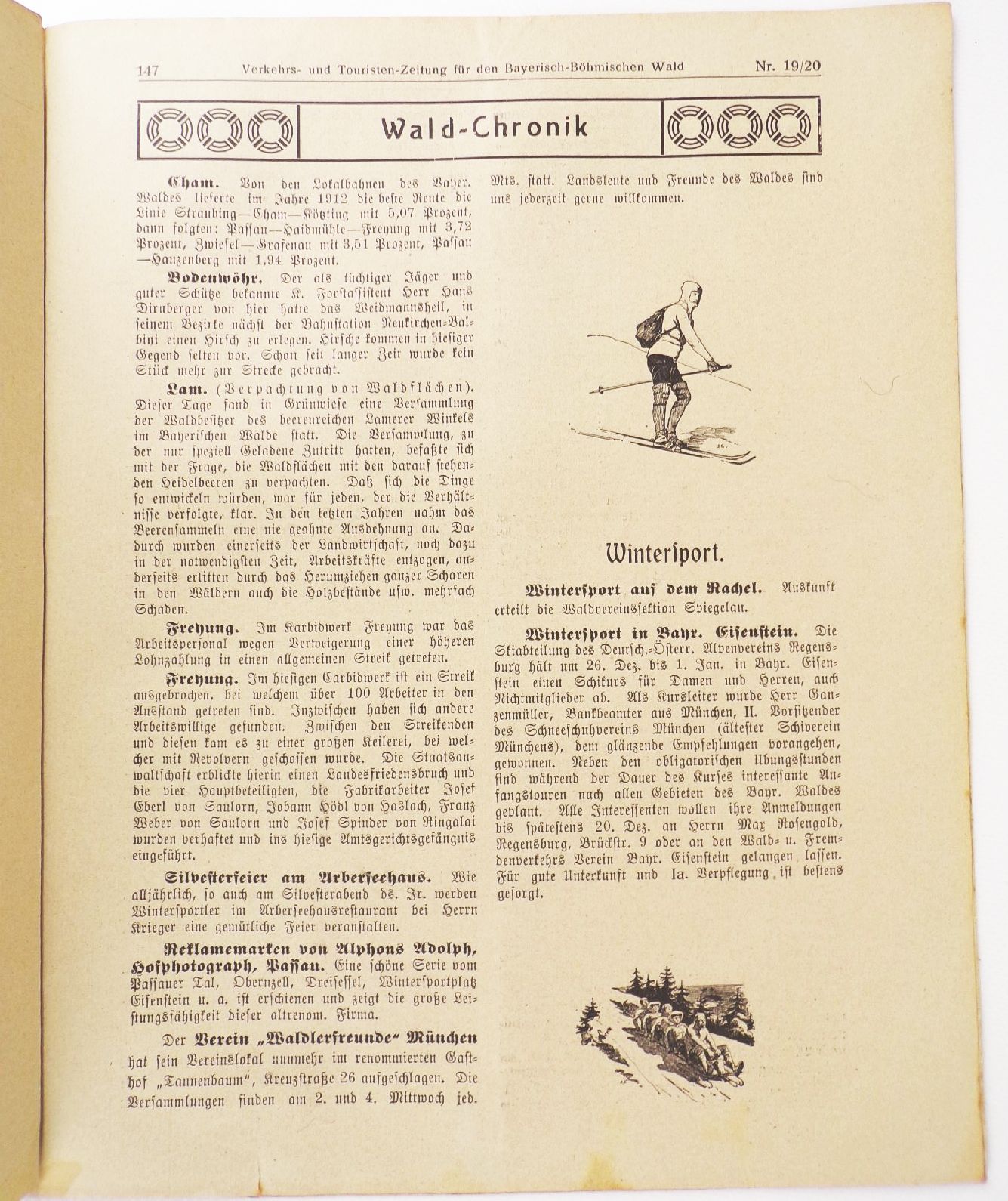 Verkehrs und Touristen Zeitung für den bayerischen böhmischen Wald 1913