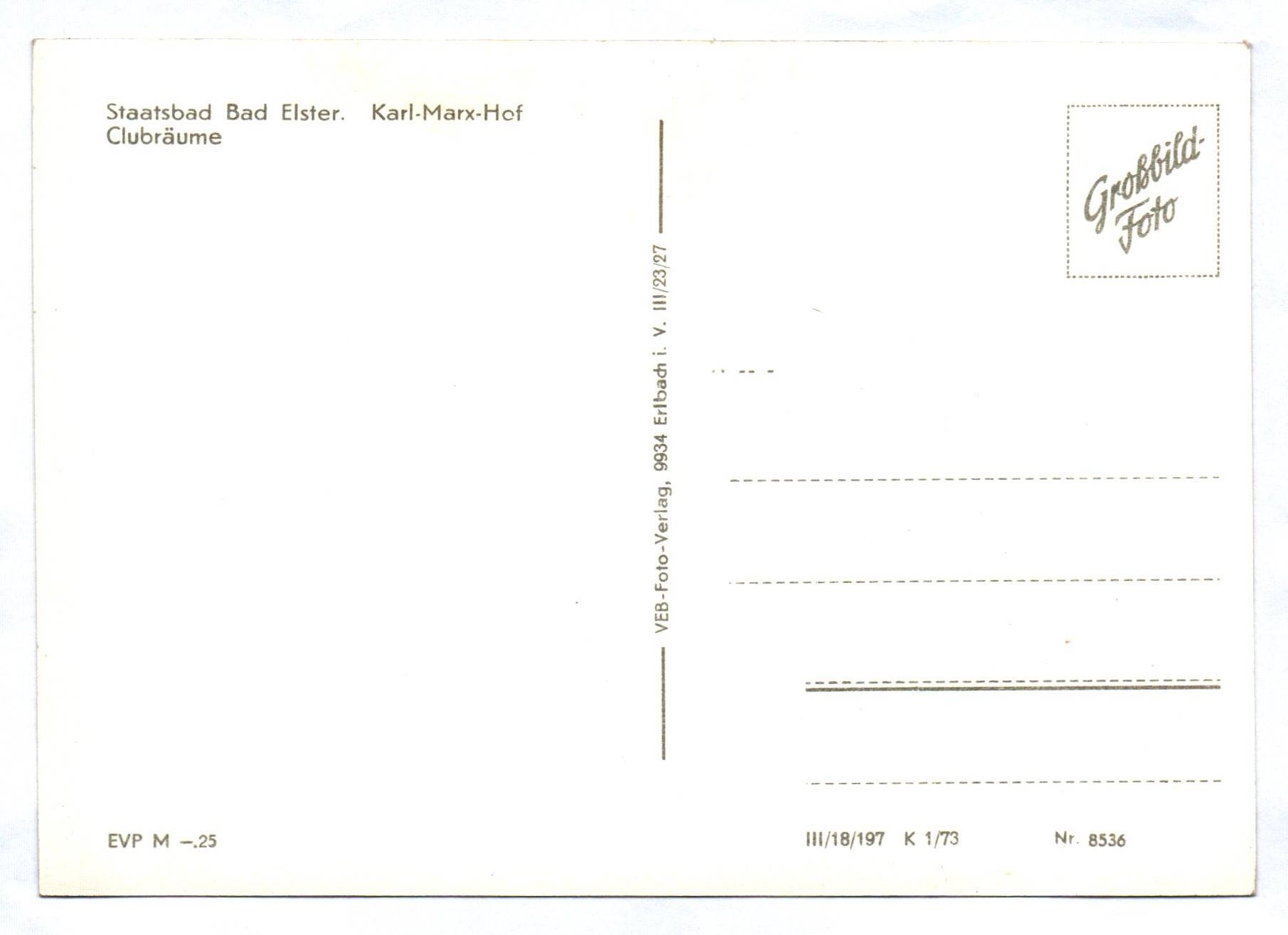 Ak Staatsbad Bad Elster Karl Max Hof Clubräume DDR Ak Staatsbad Bad Elster Karl Max Hof Clubräume DDR